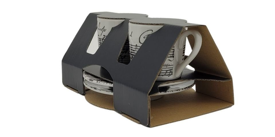 Könitz Espressotasse CANTATE-Espressogedeck, 4-teilig, Porzellan, Espressoset "CANTATE", schwarze Noten auf weißem Grund, 4-teilig