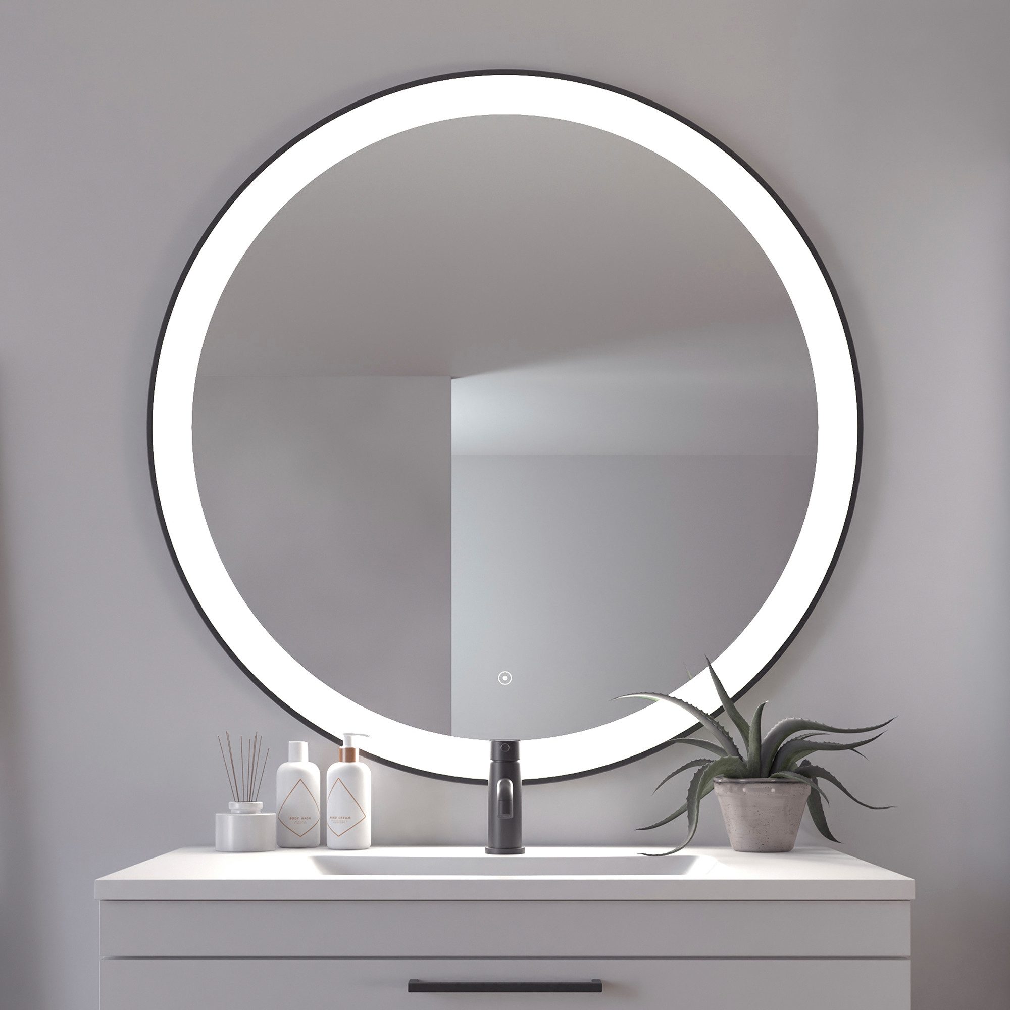 Loevschall Badspiegel Libra Rund, Badzimmerspiegel mit LED Beleuchtung (1-S günstig online kaufen