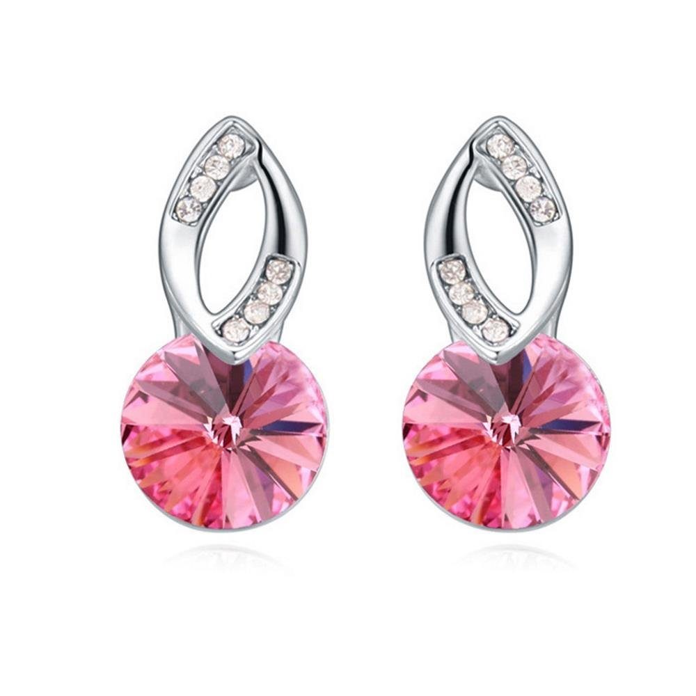 BUNGSA Ohrring-Set Ohrstecker Pink Sparkle silber aus Messing Damen (1 Paar (2 Stück), 2-tlg), Ohrschmuck Ohrringe