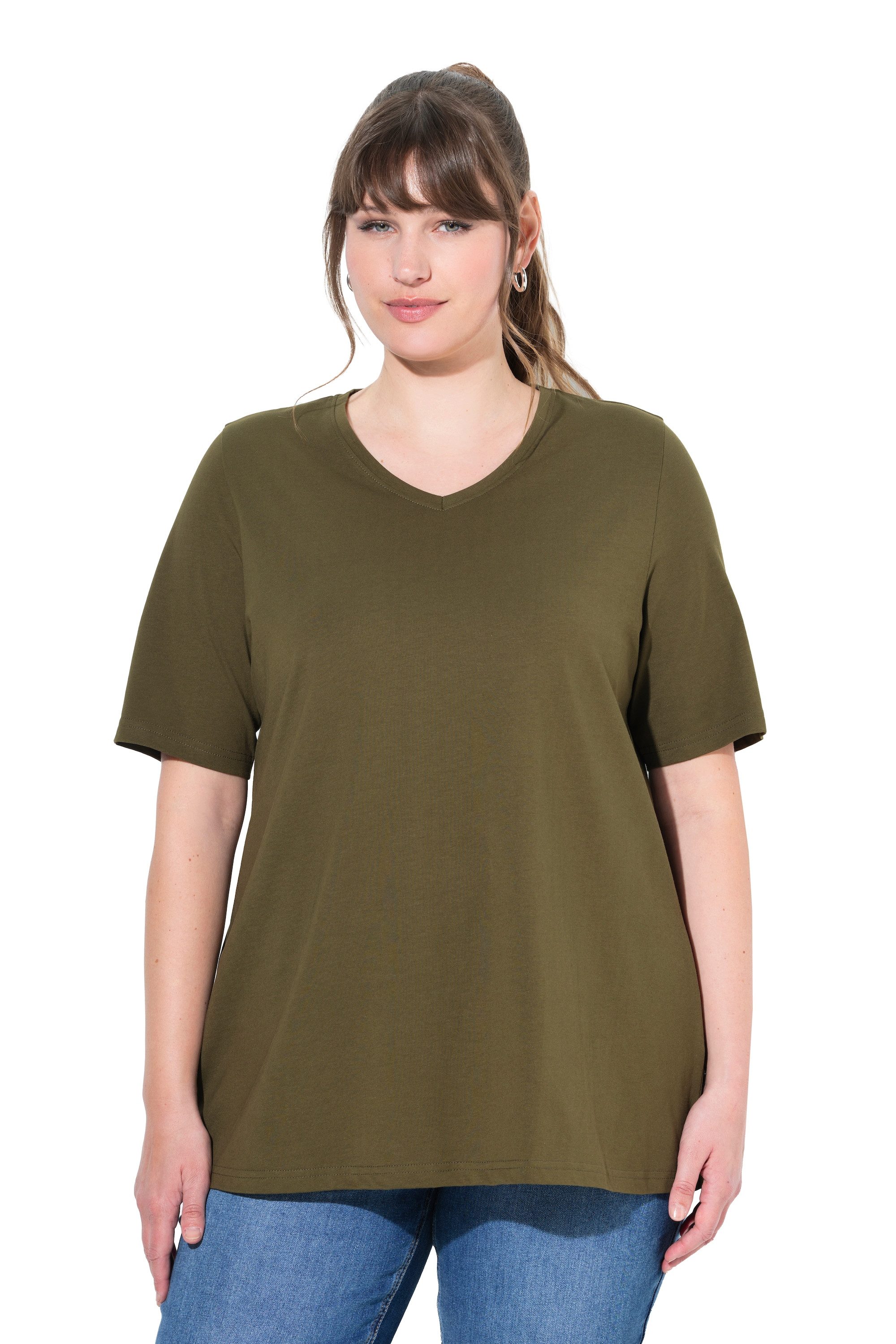 Ulla Popken T-Shirt T-Shirts 2er-Pack V-Ausschnitt Halbarm (2-tlg) günstig online kaufen