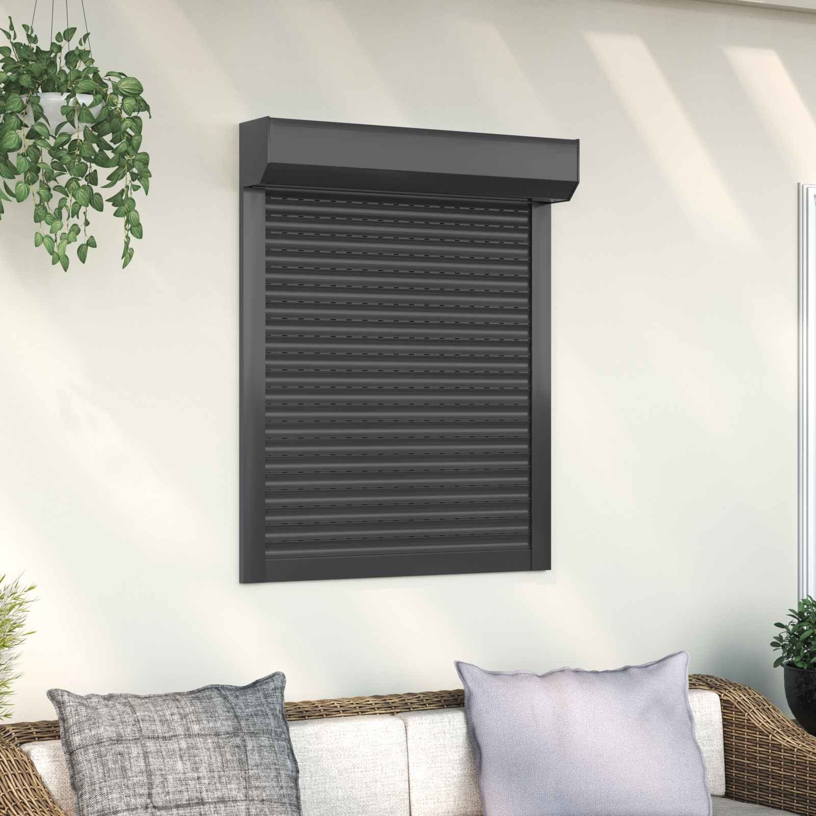 vidaXL Fensterladen Rollladen Anthrazit 80 x 100 cm Aluminium und Polyurethan, BxH: 14x100 cm, (1-St)