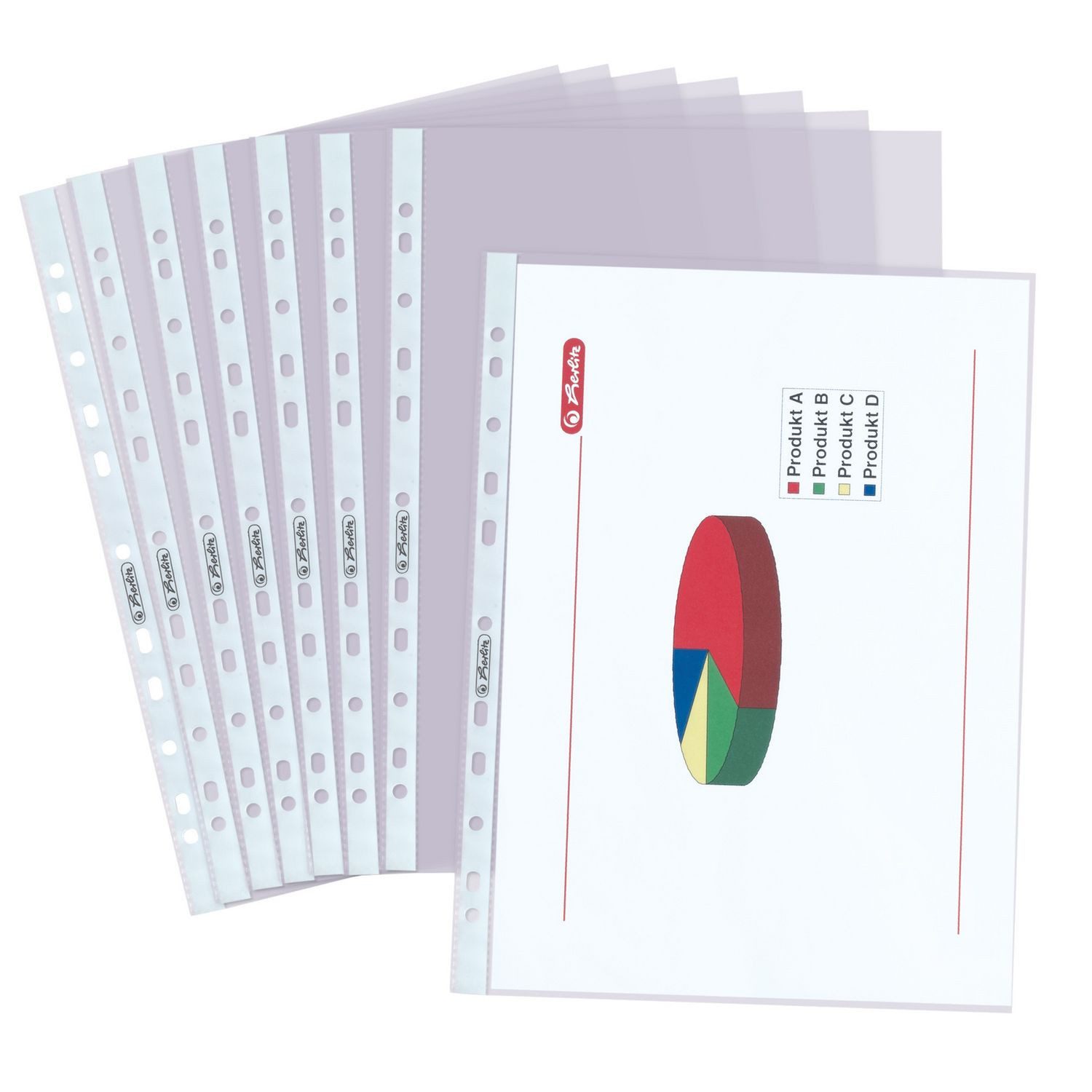 Herlitz Aktenordner Herlitz Prospekthülle A4 genarbt transparent 50er Set