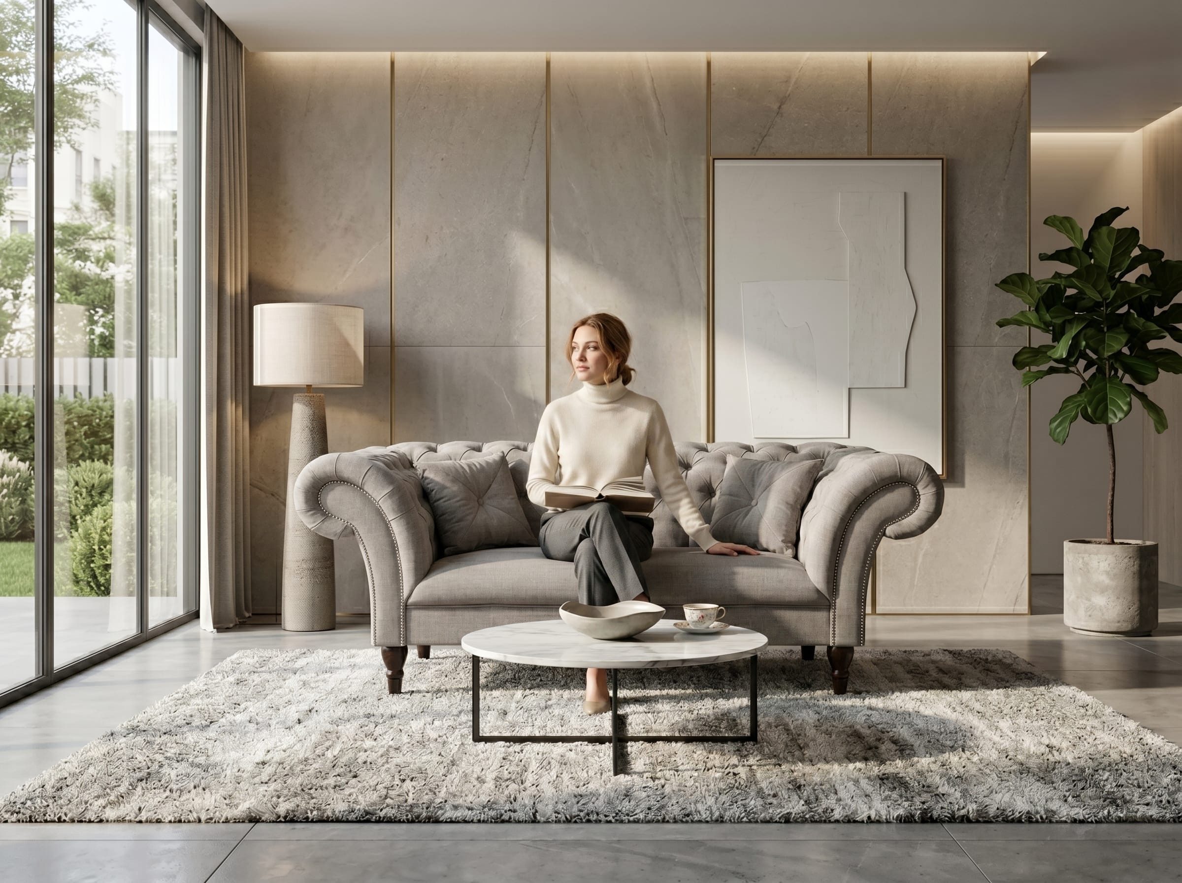 JVmoebel Chesterfield-Sofa Graues 2-Sitzer Chesterfield Luxus-Sofa für Wohnzimmer, 1 Teile, Made in Europa