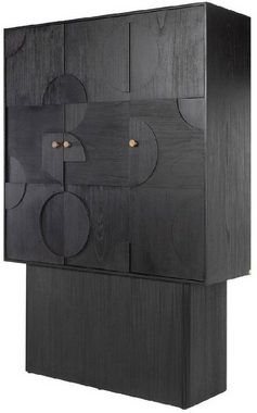 Casa Padrino Stauraumschrank Casa Padrino Luxus Designer Schrank Schwarz 130 x 45 x H. 190 cm - Massivholz Regalschrank mit 3 Türen - Schlafzimmer Schrank - Wohnzimmer Schrank - Büro Schrank - Luxus Möbel