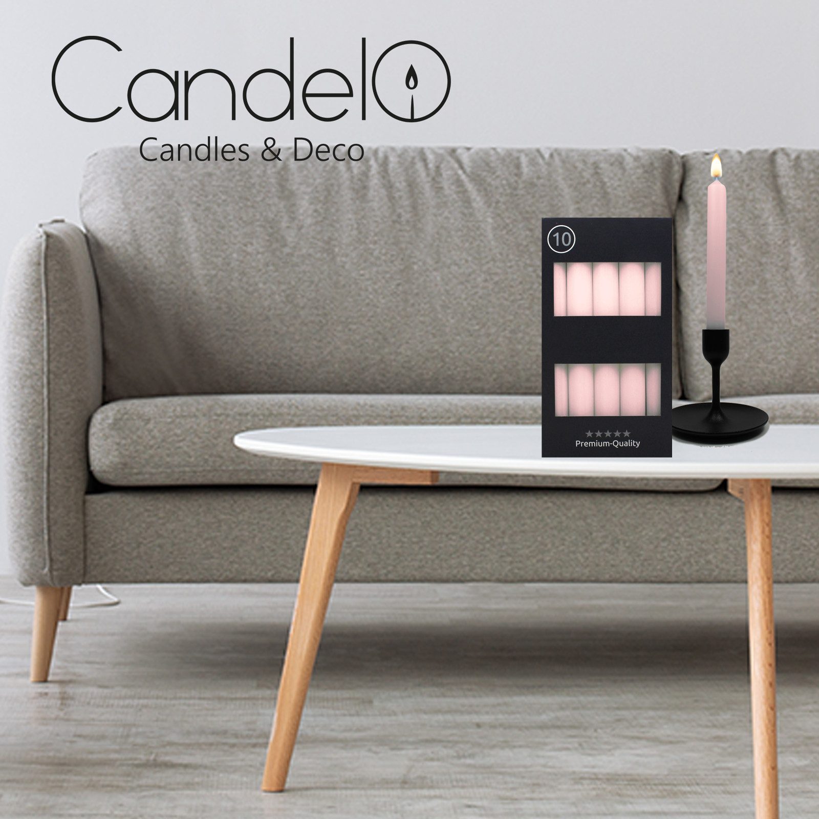 Candelo Tafelkerze 10er Set Rosa Stabkerzen Tafelkerzen 18,5cm, 7,5 Std Brenndauer, ca. 7,5 Stunden Brenndauer