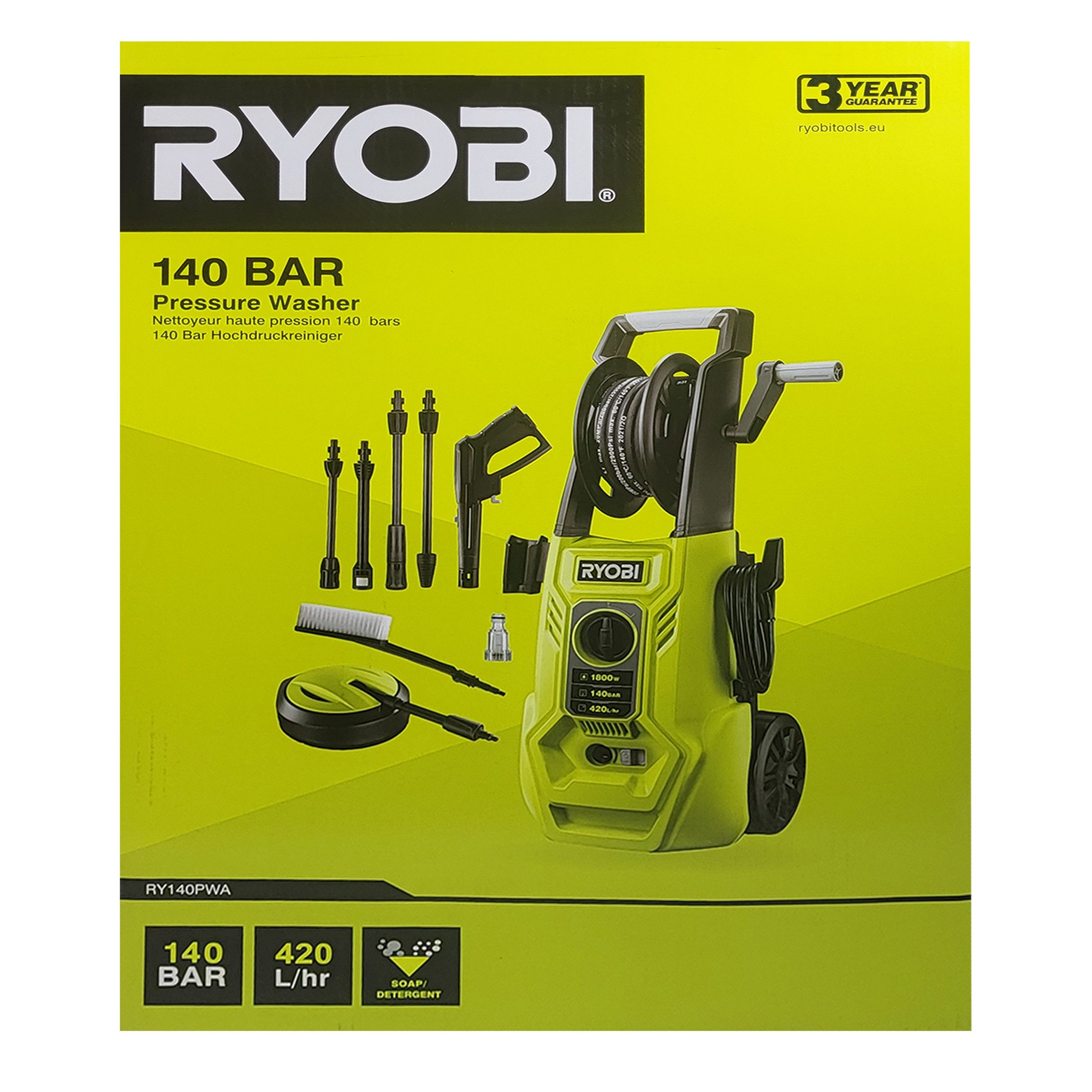 Ryobi Минимойки Ryobi RY140PWA – Elektro-Hochdruckreiniger 140 bar 1800 W, (1 tlg)