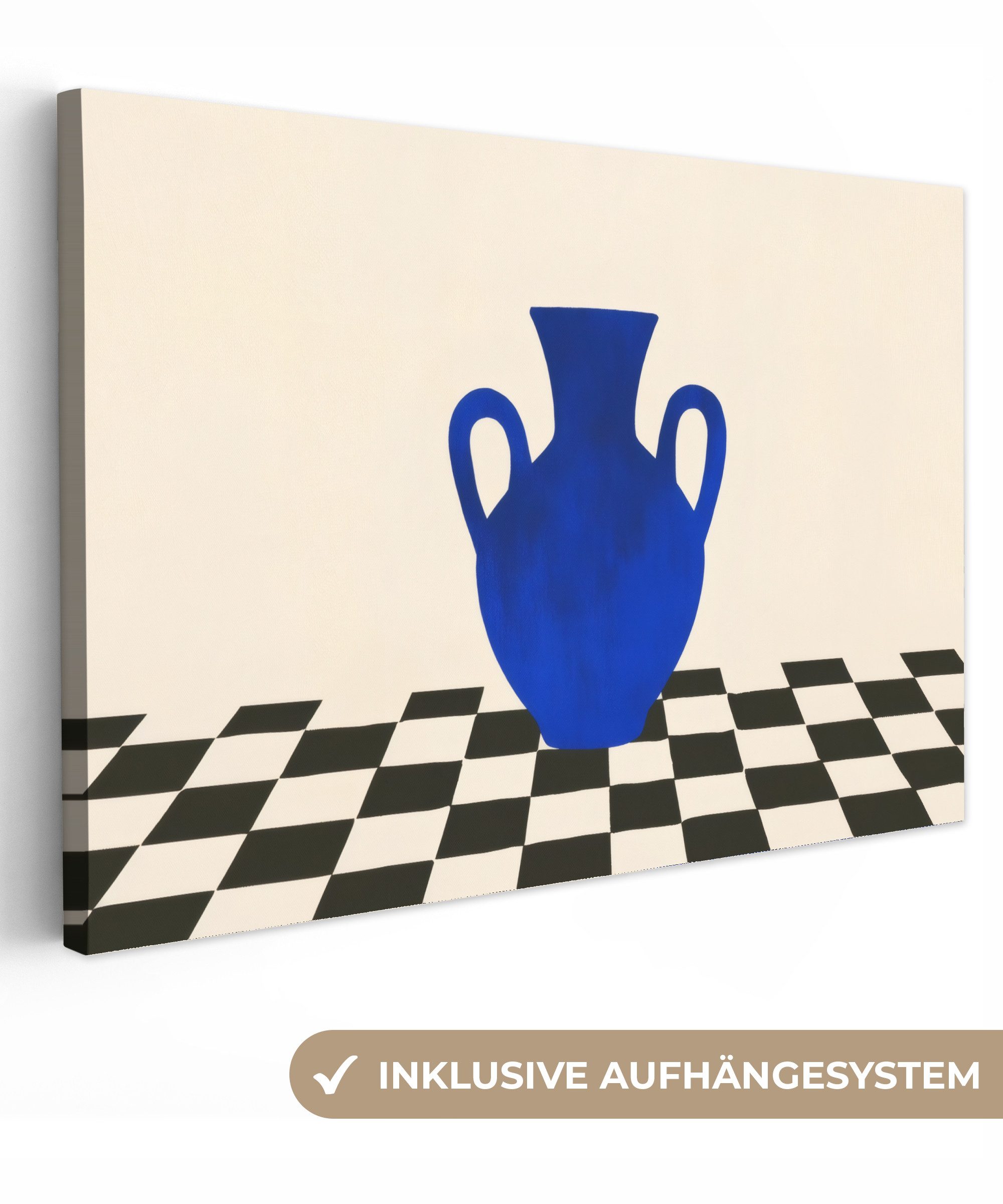Leinwandbild Vase - Blau - Blockiert - Modern