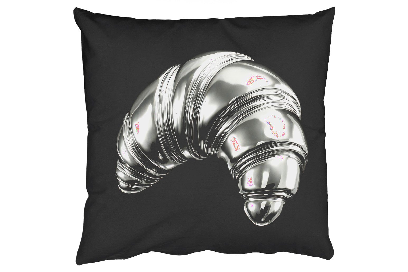 MuchoWow Dekokissen Croissant - Metall - Silber, Zierkissen mit Füllung für Wohnzimmer, Sofakissen, 40x40 cm