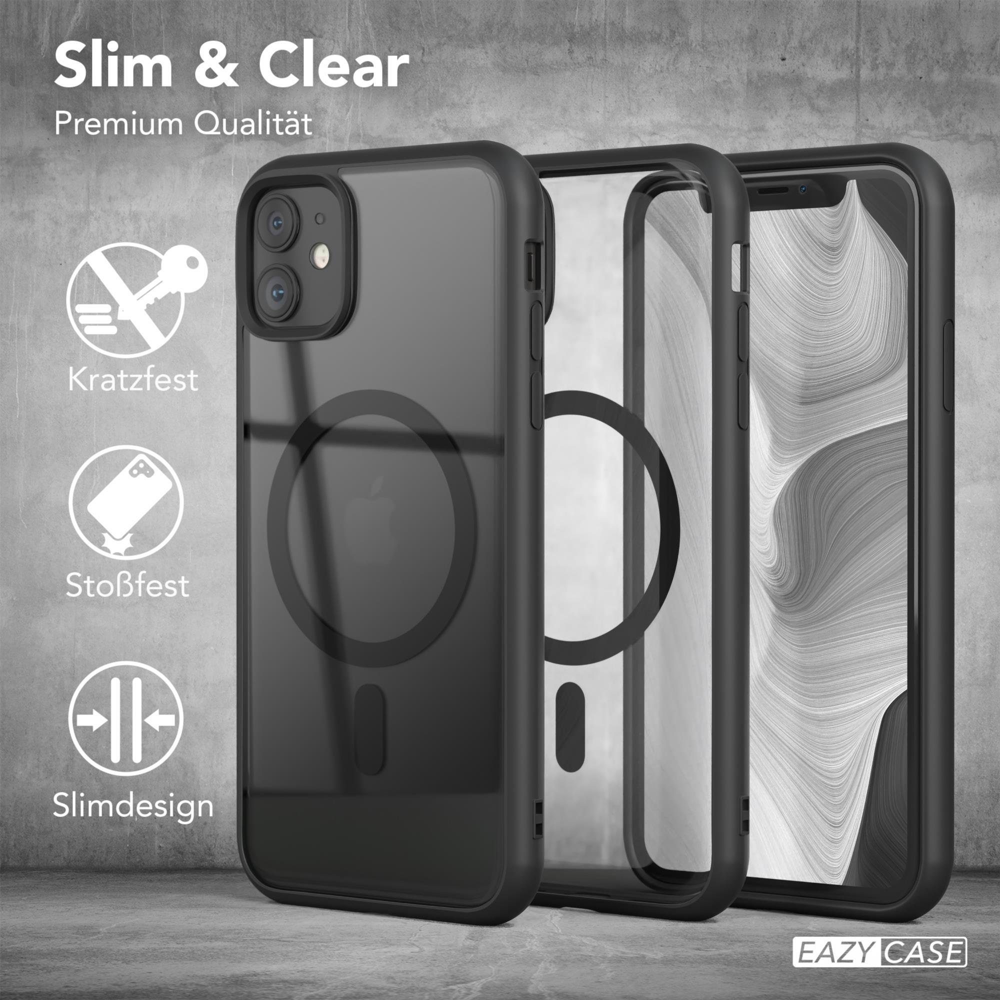 EAZY CASE Handyhülle Transparente Hülle mit MagSafe für iPhone 11 6,1 Zoll, Qi Charging kompatibel, Silicon Case, Slimcover Displayschutz, Schwarz – Bild 5 von 5