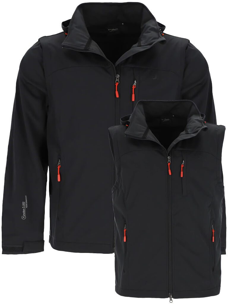 Blue Wave Softshelljacke Jan Herren Outdoor-Jacke Jan mit abzippbaren Ärmeln und abnehmbarer Kapuze