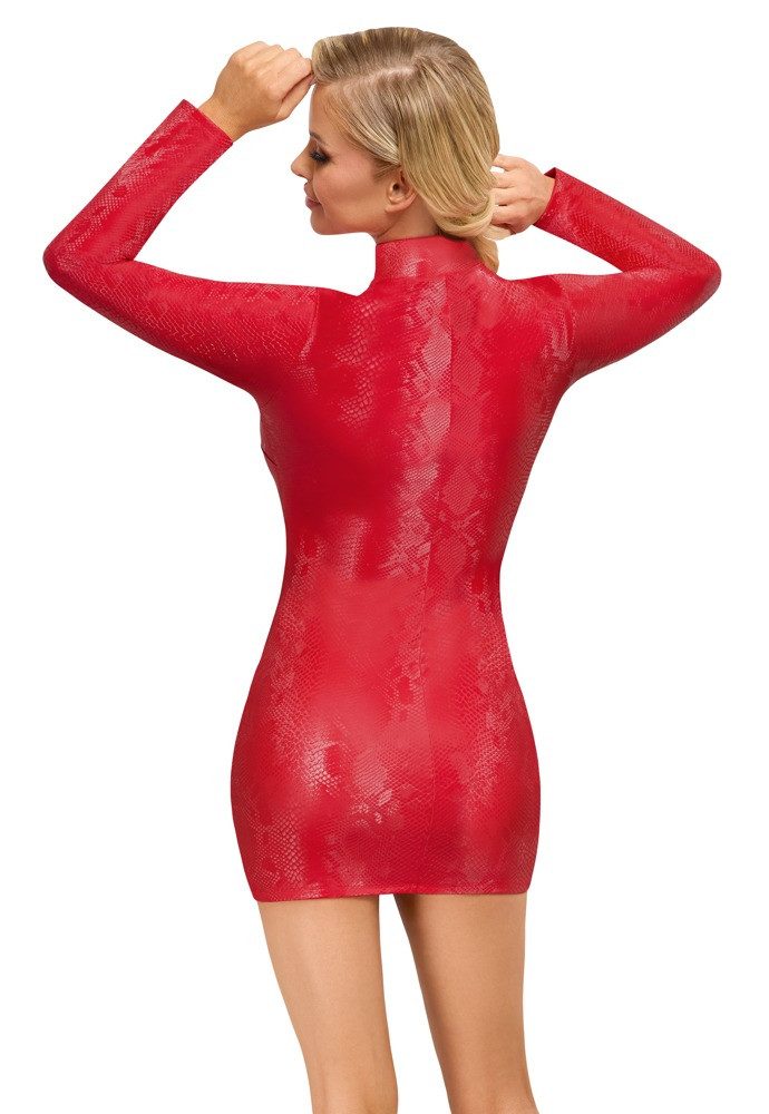 Cottelli Collection Minikleid Wetlook Mini-Kleid mit Schlangenmuster - rot günstig online kaufen