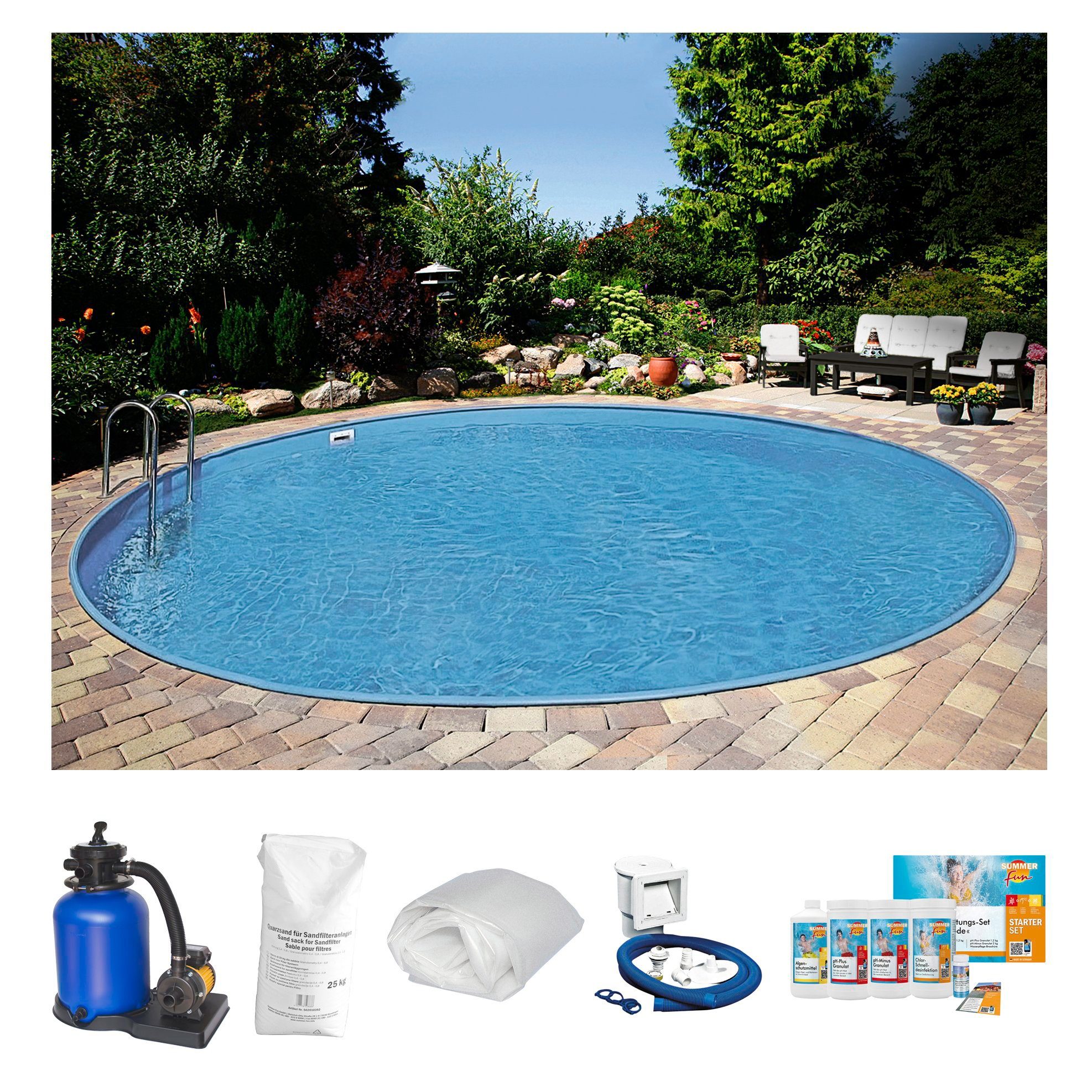 Clear Pool Rundpool PREMIUM IBIZA (Set, 6-tlg), inkl. umfangreichem Zubehör für den Badespaß im eigenen Garten