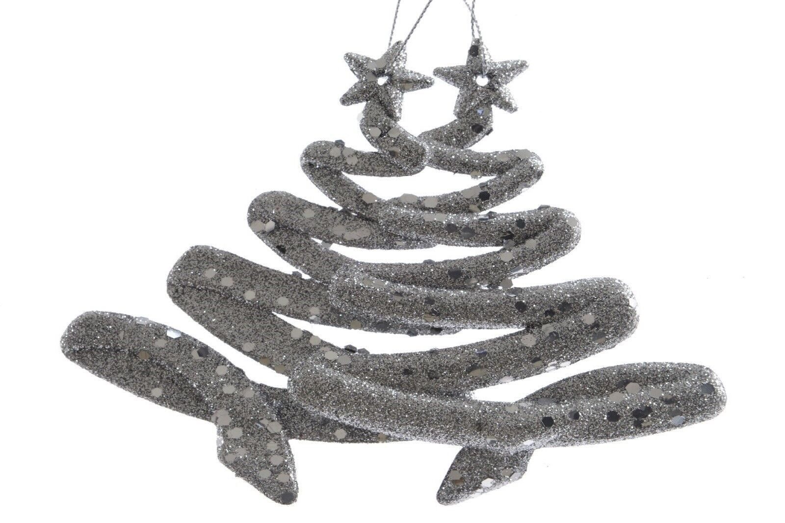 Kaemingk Christbaumschmuck Christbaumschmuck Baum Kunststoff Länge 12 cm 2 Stück silber