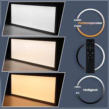 Nettlife LED Panel Flach Deckenlampe Dimmbar mit Fernbedienung 42W, 60S Timer, LED fest integriert, Warmweiß Neutralweiß Kaltweiß, für Büro Wohnzimmer Flur Treppe, ‎100 x 25 x 4.5cm