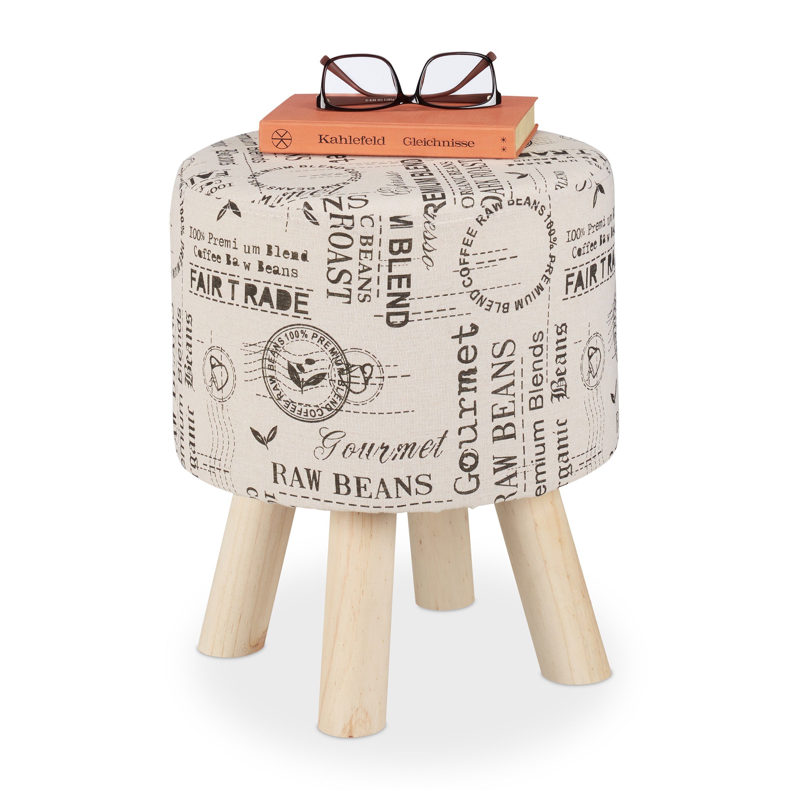 relaxdays Sitzhocker Runder Sitzhocker mit Stoffbezug (1 St)