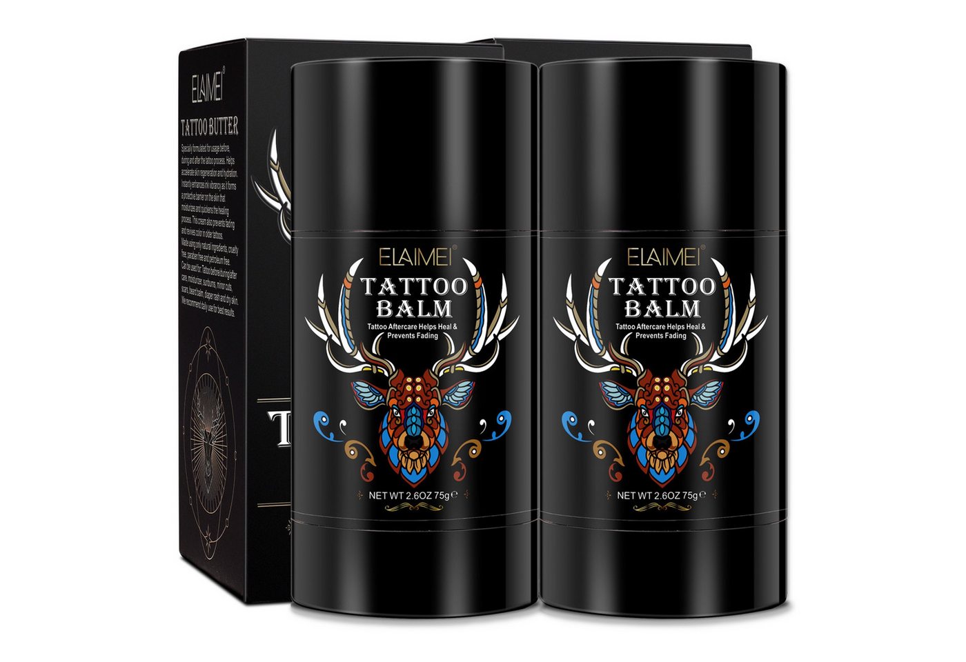 P-Beauty Cosmetic Accessories Körperbalsam Tattoo-Pflege Tattoo Creme Butter Balsam Aftercare Tätowierung 75g, 2-tlg.