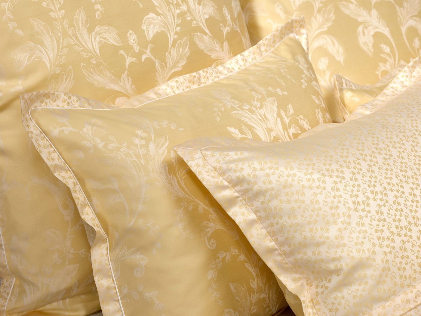 Curt Bauer Dekokissen Mako-Brokat-Damast Stacy zitrone 40 cm x 40 cm, Dekokissen Couch kissen Sofa Kissen