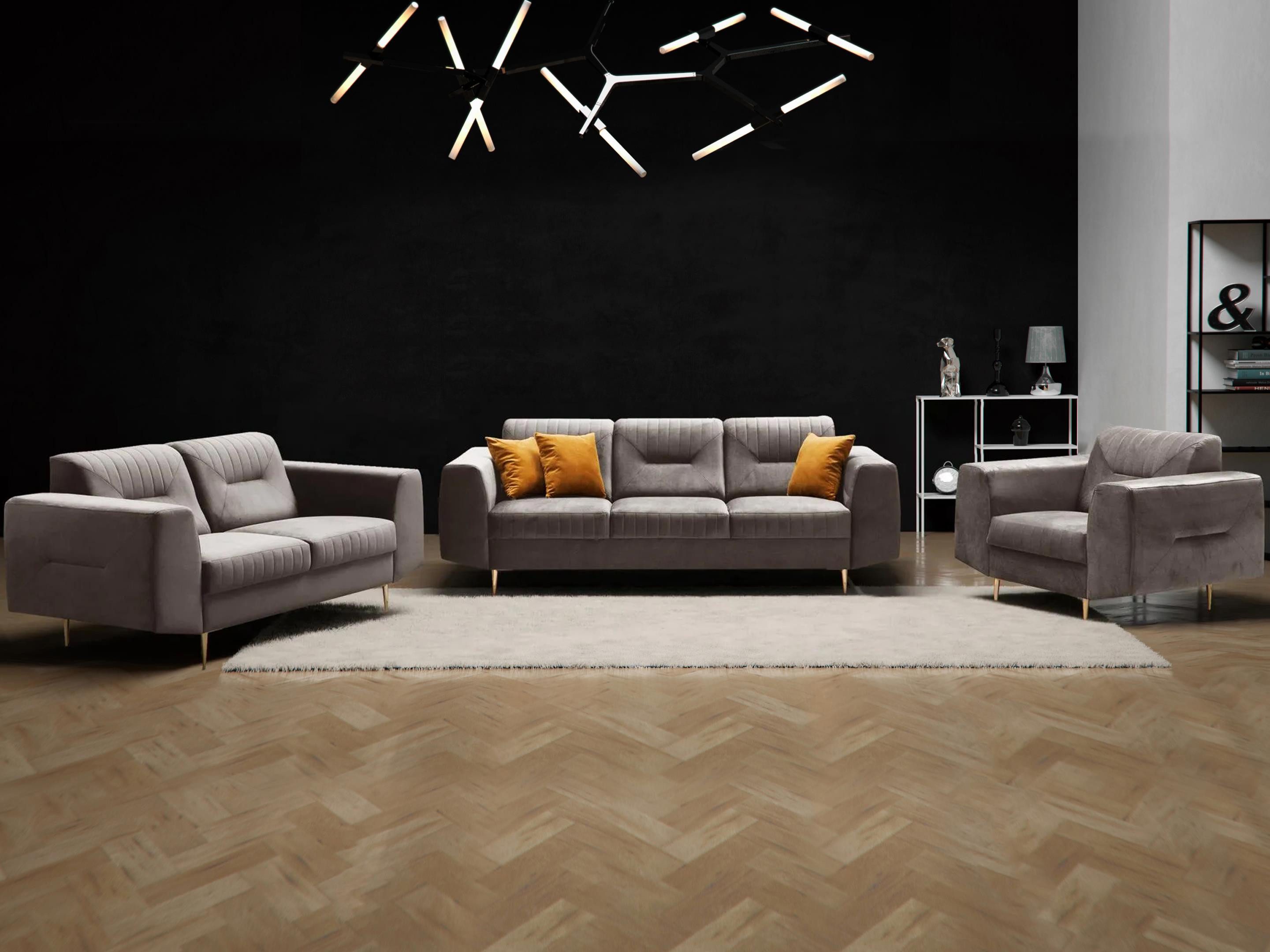 Beautysofa Polstergarnitur im modernen Stil auf hohen Metallbeinen VENEZIA, günstig online kaufen