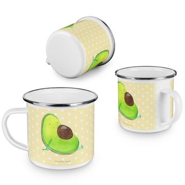Mr. & Mrs. Panda Becher Avocado Schwangerschaft - Gelb Pastell - Geschenk, Trinkbecher, Gesun, Emaille, Korrosionsbeständig