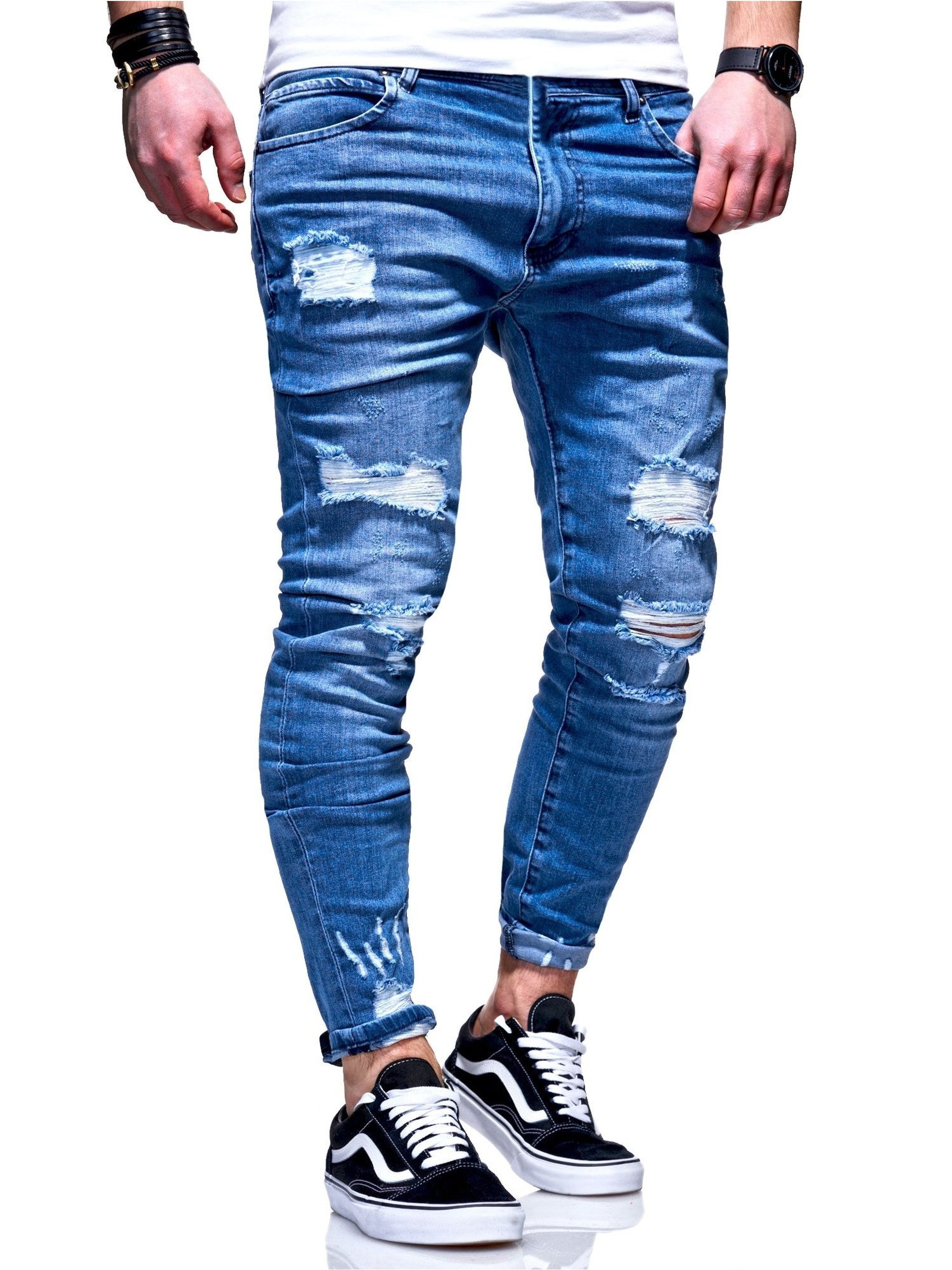 behype Slim-fit-Jeans Dino mit tollen Used-Elementen günstig online kaufen