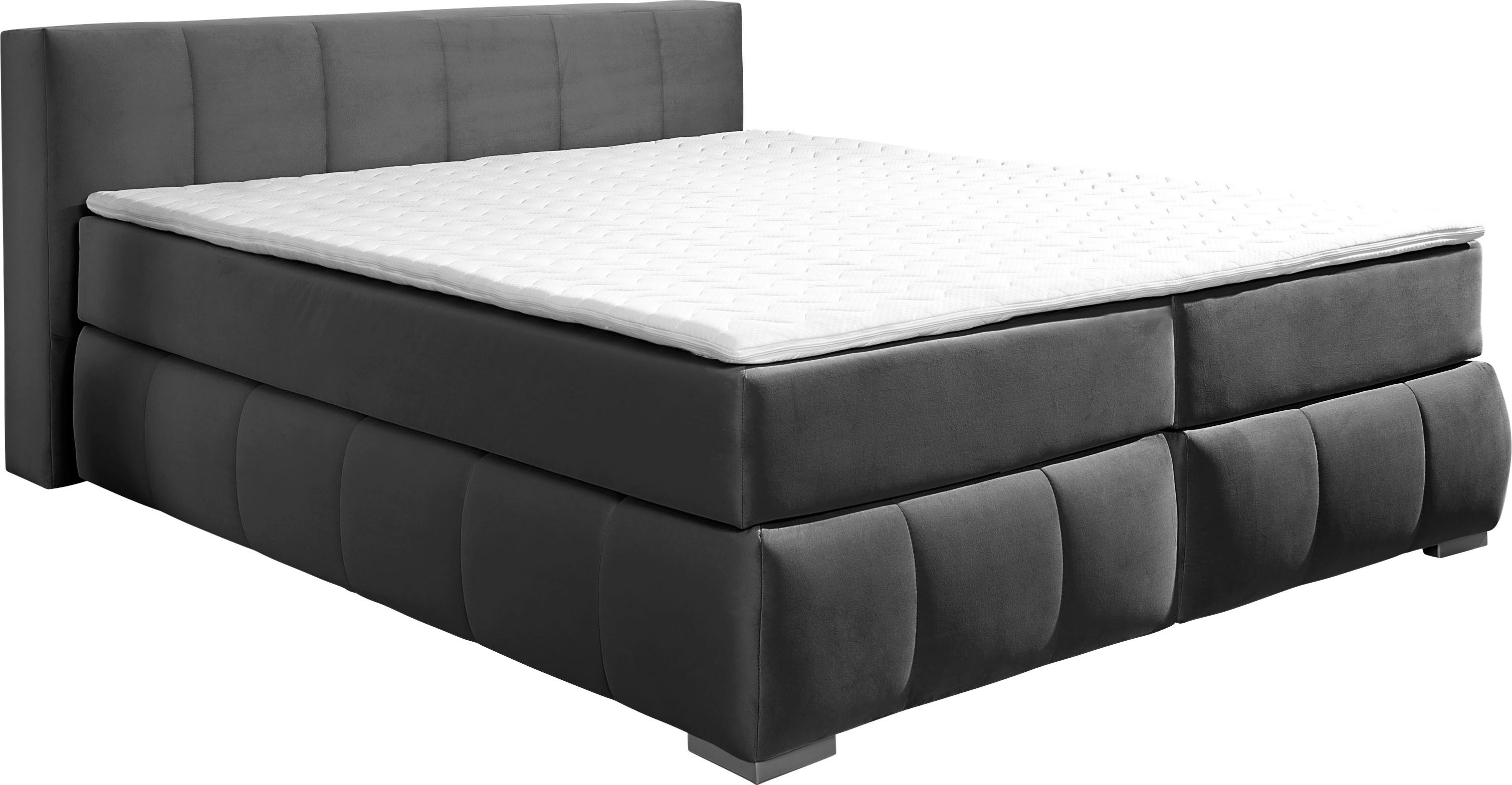 Home affaire Boxspringbett Chelles, inkl. Topper, in XXL- Überlänge 220 cm, Unterbox mit feine Wölbung