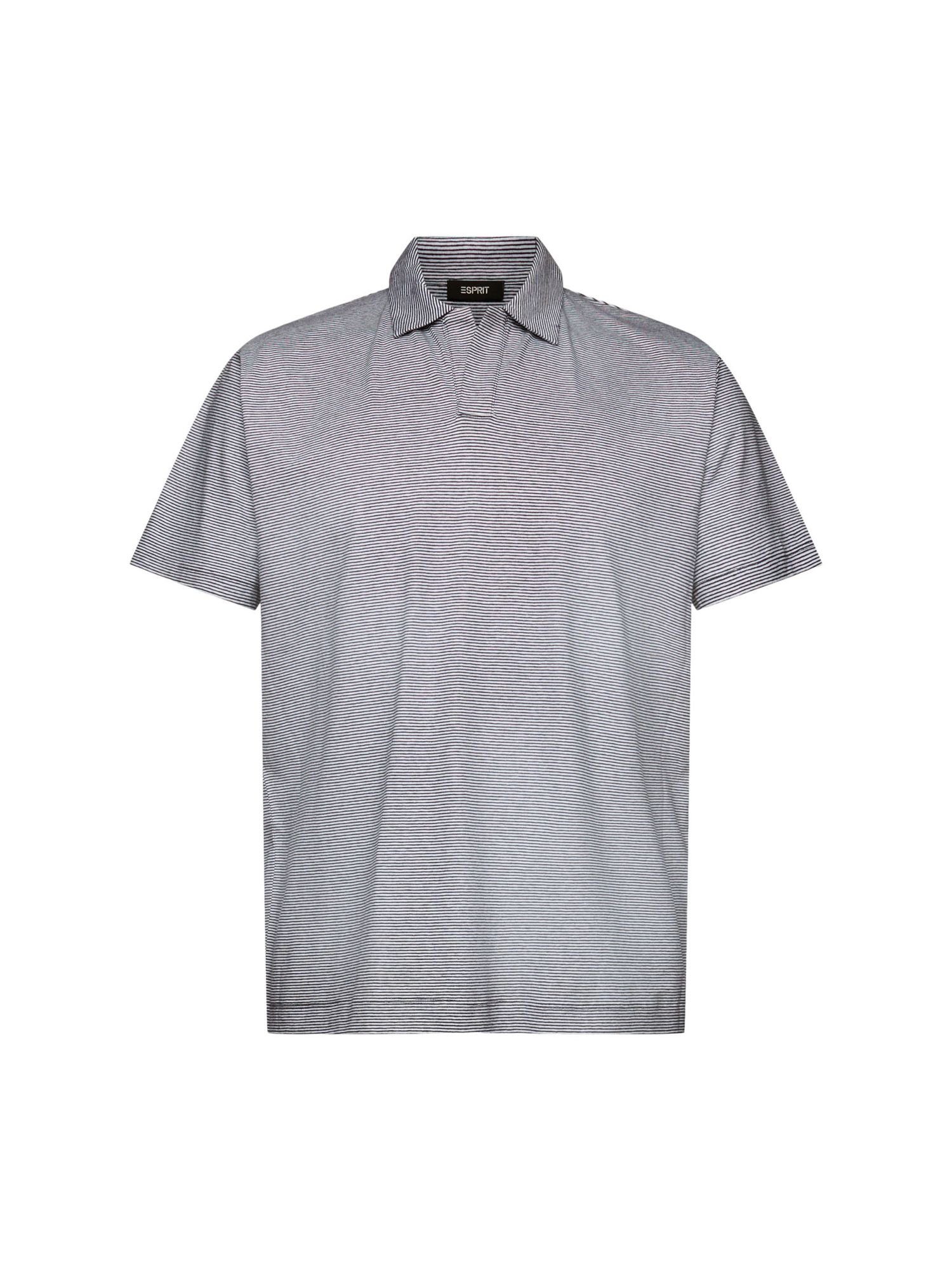 Esprit Collection Poloshirt Gestreiftes Jersey Poloshirt, Baumwolle-Leinen-Mix NAVY