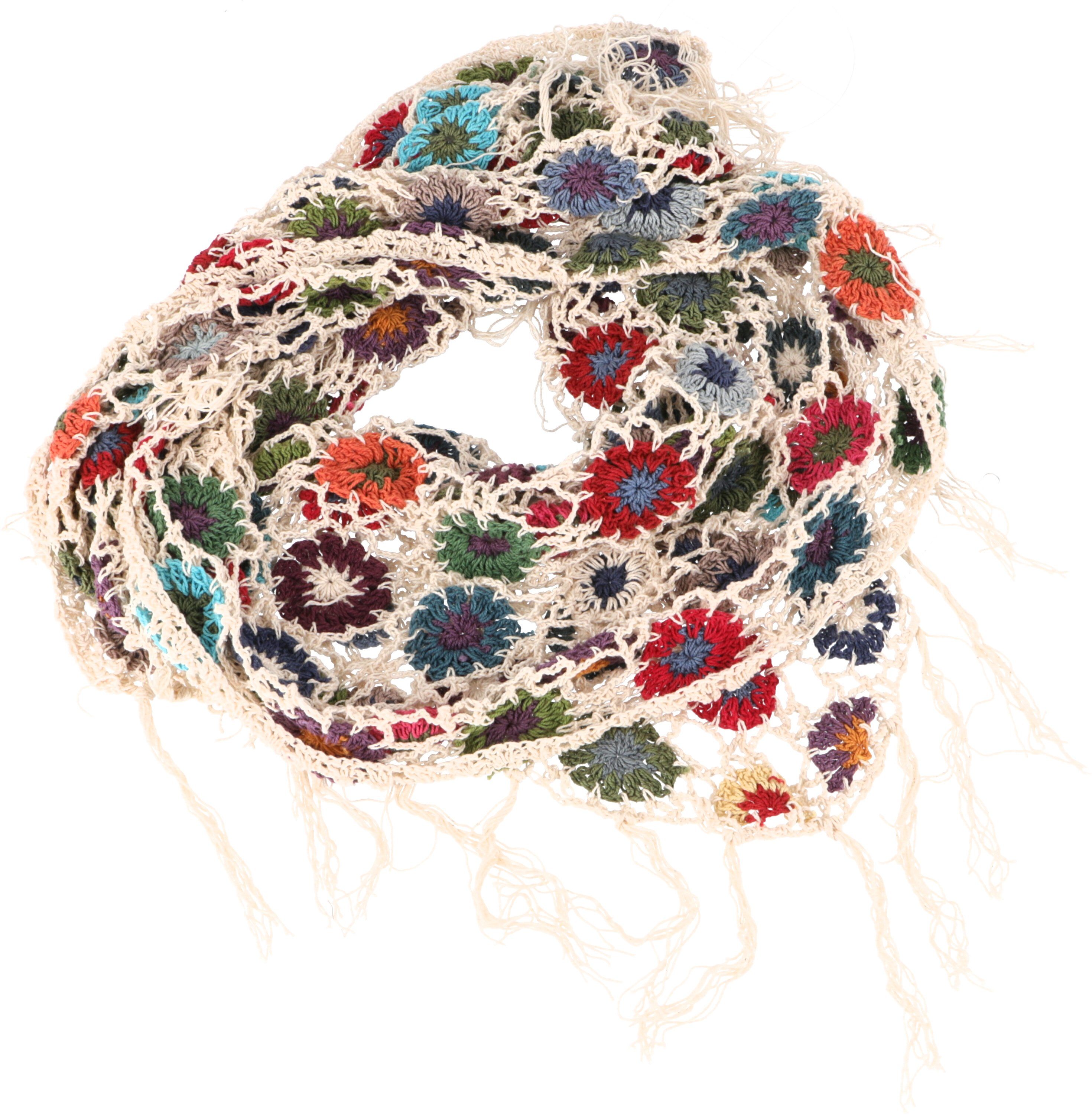 Guru-Shop Halstuch Häkelstola, Hippie Blümchen Häkelschal,.. günstig online kaufen