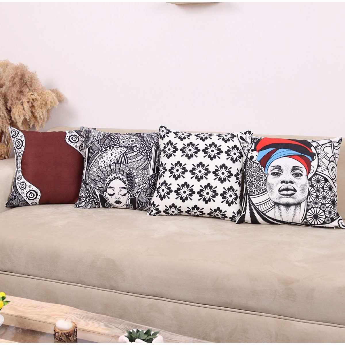 Ekershop Kissenhüllen Dekorative 4er Set Afrikanerin günstig online kaufen