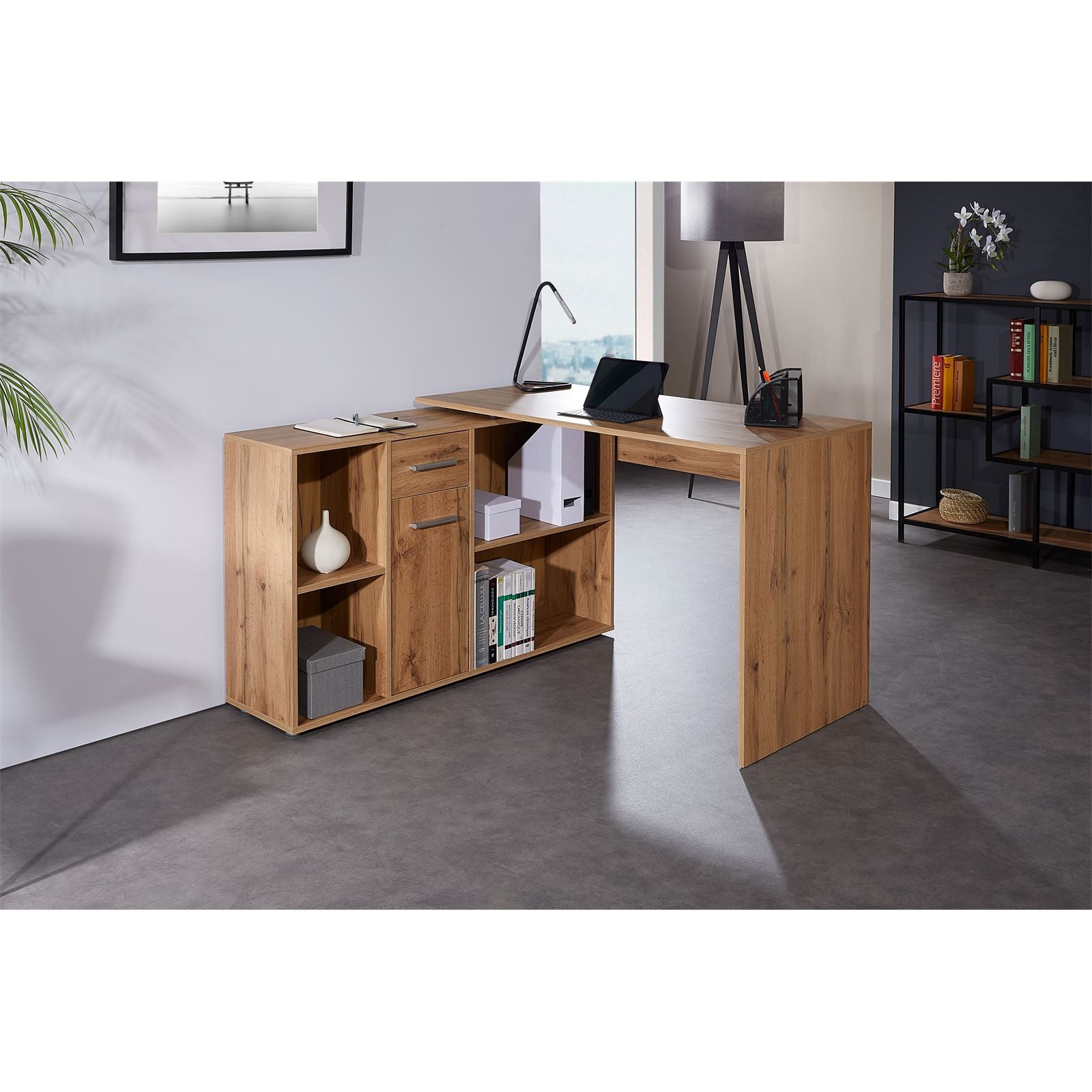 CARO-Möbel Eckschreibtisch DIEGO, Schreibtisch mit Stauraum in L-Form, Home günstig online kaufen