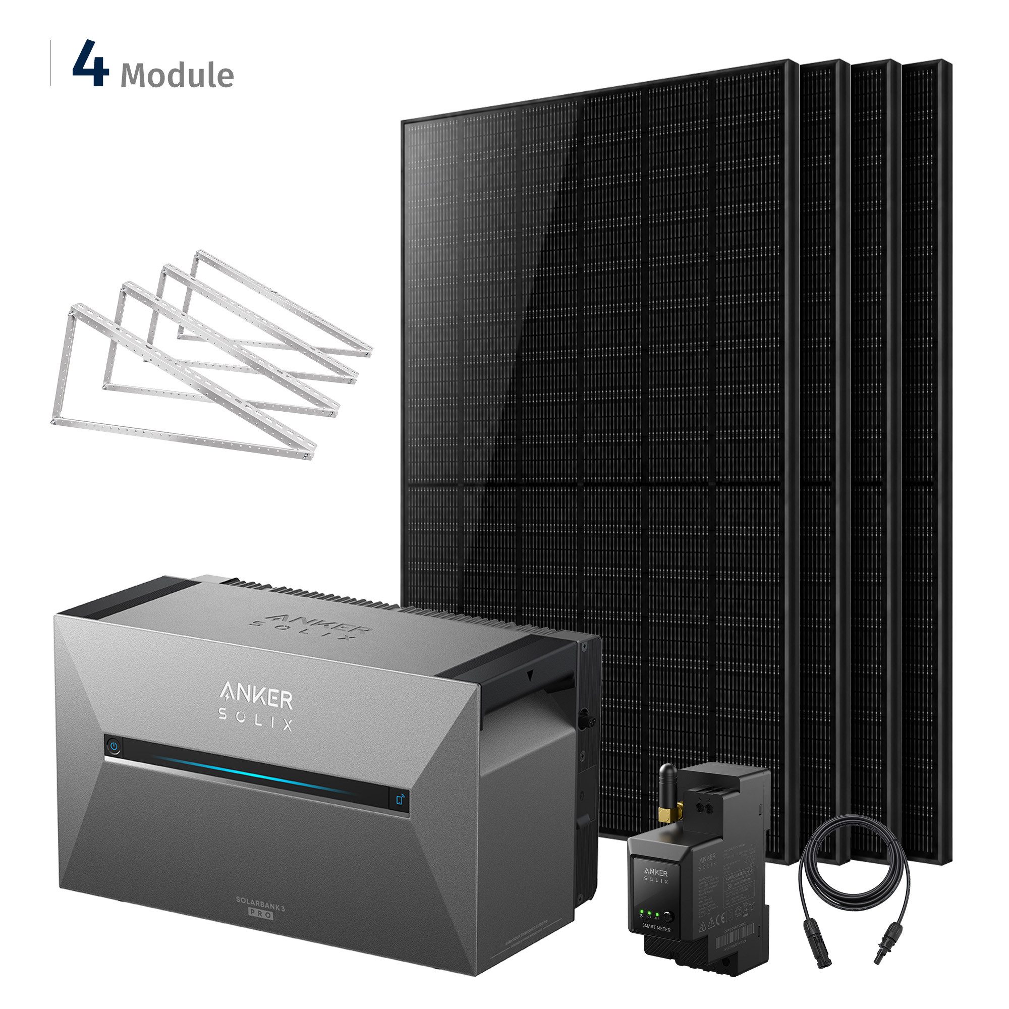 SolarMars Balkonkraftwerk 2000W mit Speicher inkl. Anker Solix Solarbank 2/3/4 Pro