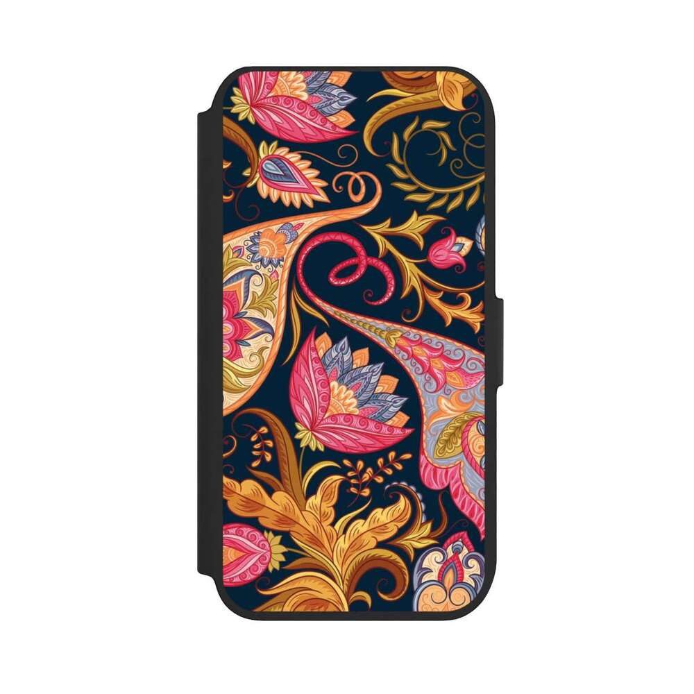 NIVOCASE Handyhülle Muster Ornamente Mandala Floral Autumn 1, Apple iPhone 8 Klapphülle Handyhülle aus Kunst Leder NIVOflip schwarz