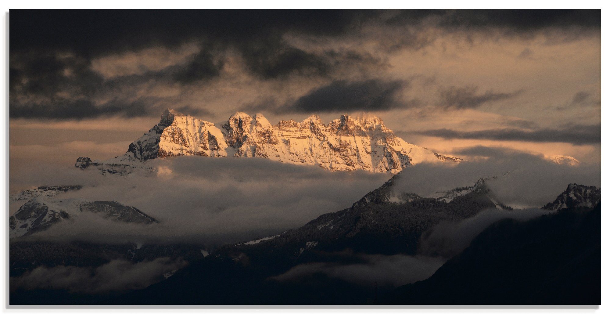 Artland Glasbild Dents du Midi, Schweizer Berge, Berge (1 St), in verschiedenen Größen | Bilder