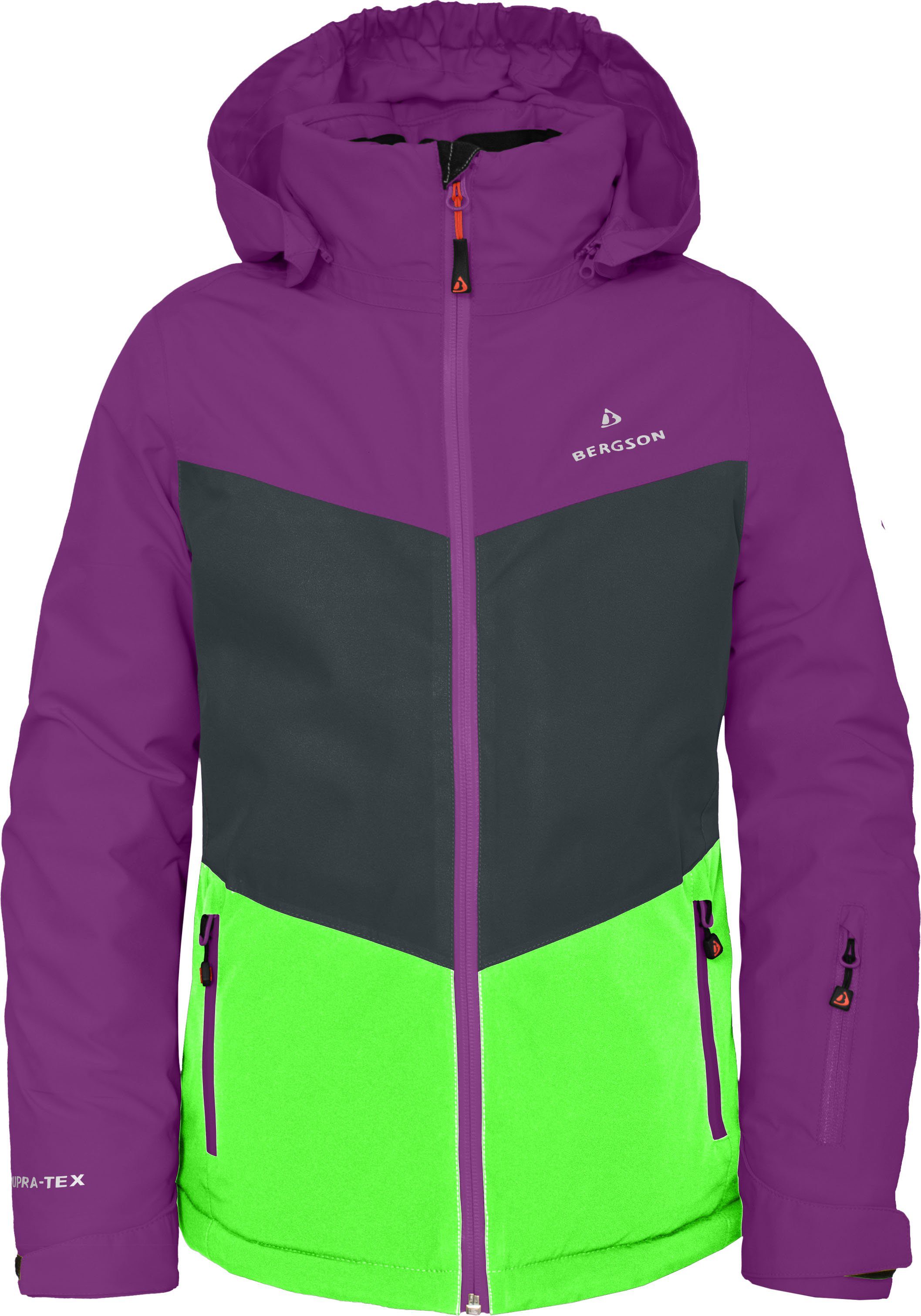 wattiert, Kinder Winterjacke Mädchen LIESKA mm Skijacke, violett 20000 Bergson Wassersäule, Normalgrößen, Skijacke