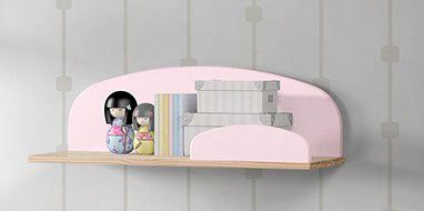Vipack Kinderregal Kiddy, Ablage Kiefer massiv, zum hängen, Wandregal MDF Komponenten lackiert, wahlweise 45cm oder 65cm breit