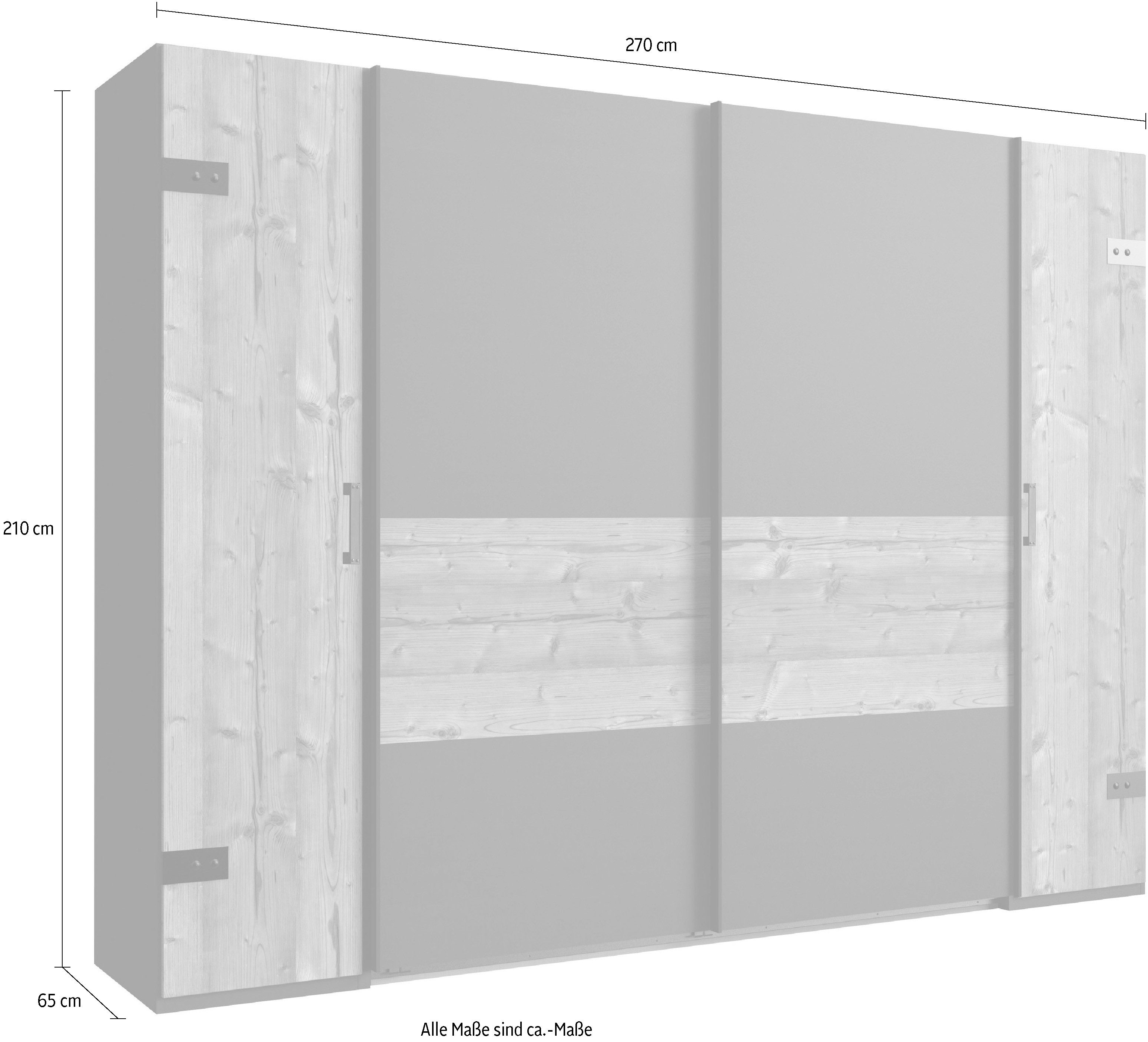 Wimex Kleiderschrank Stockholm, rustikale Optik im Industrial Design, Made in Germany 270x65x210cm, viel Stauraum durch 2 Kleiderstangen und 10 Einlegeböden