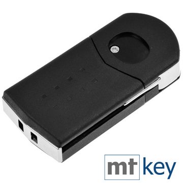 mt-key Auto Klapp Schlüssel Ersatz Gehäuse 3 Tasten + Rohling + VARTA CR1620 Knopfzelle, CR1620 (3 V), für Mazda 2 DE 6 GH CX-7 ER MX-5 NC 3 BL 5 CR Funk Fernbedienung