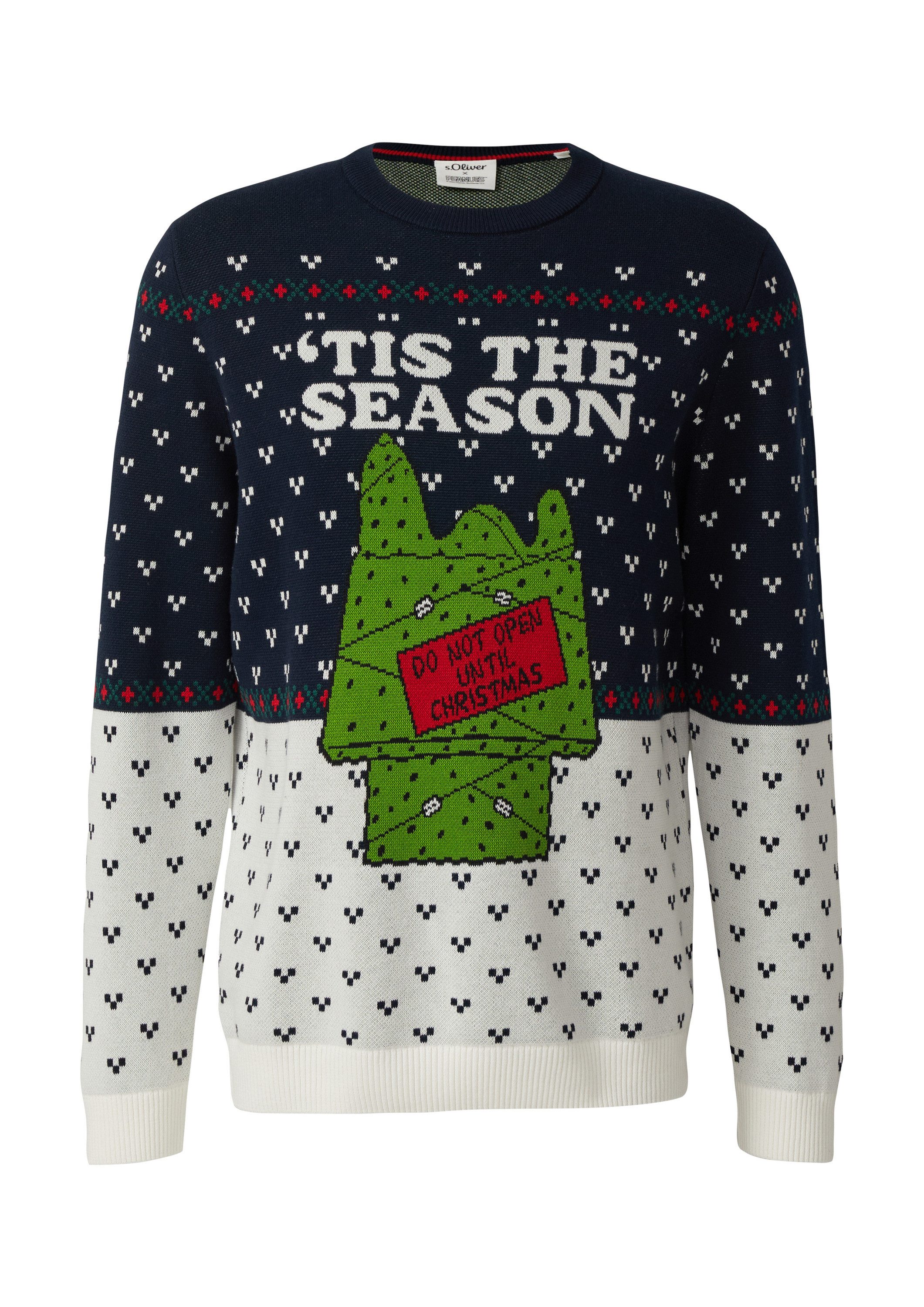 s.Oliver Longpullover Strickpullover Weihnachtspullover aus reiner Baumwoll günstig online kaufen