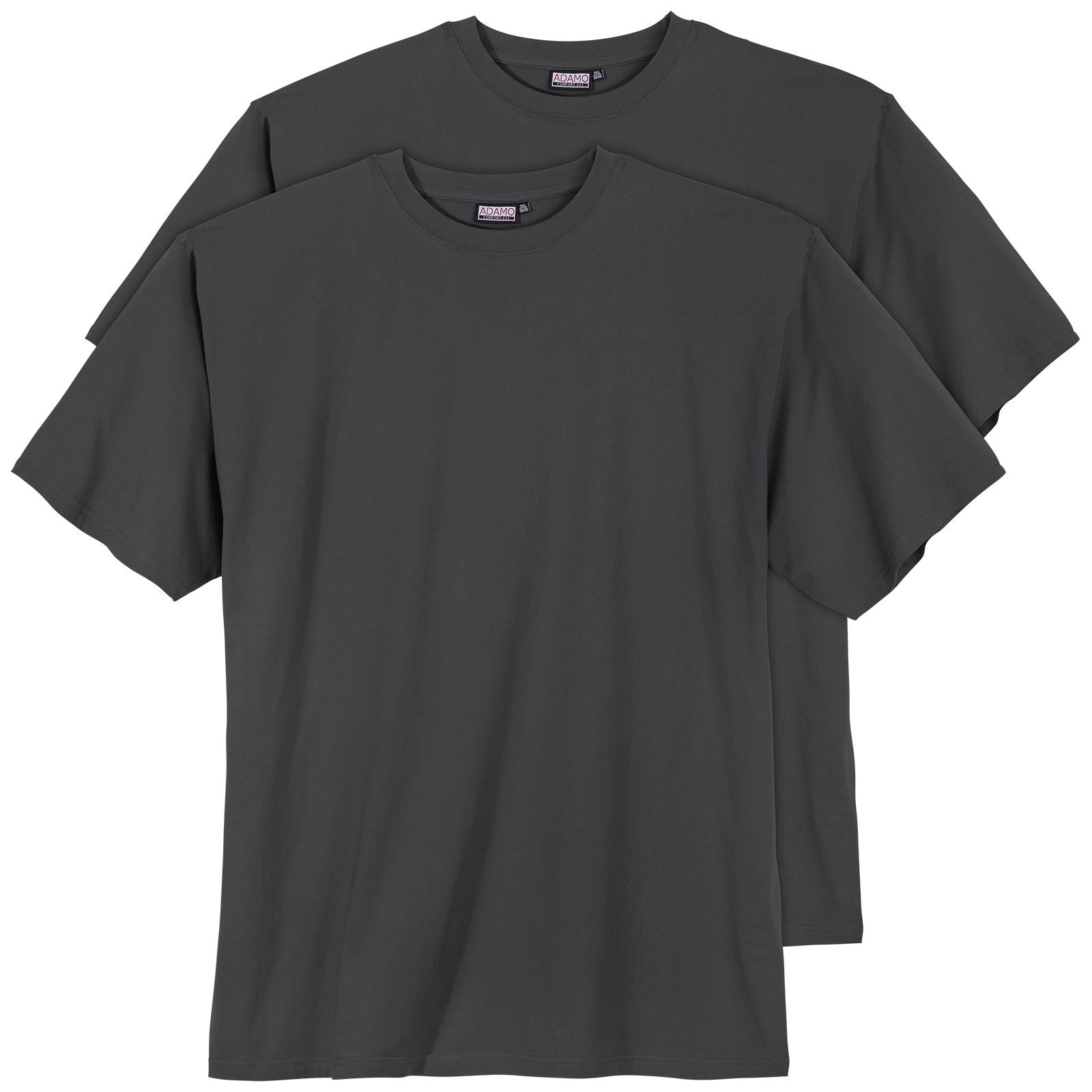 Herren Shirts ADAMO Rundhalsshirt XXL Doppelpack Basic T-Shirt dunkelgrau Adamo-Fashion