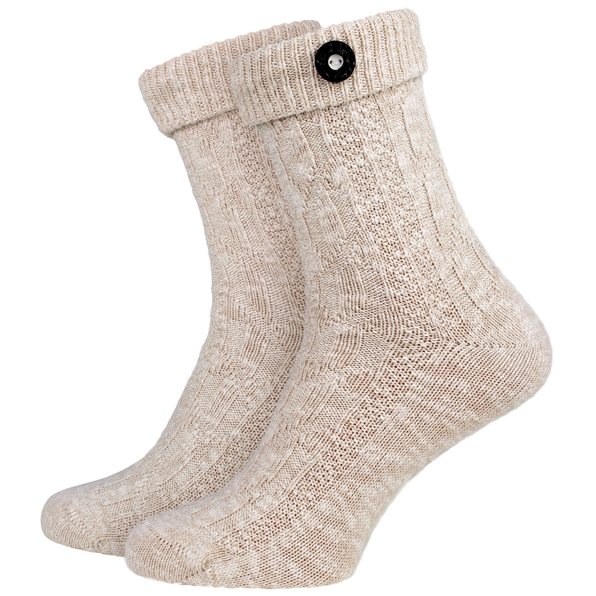 Black Snake Trachtensocken Trachtensocken mit Umschlagbund & Knopf im 2er Set für Damen & Herren (2-Paar, 2 Paar Trachtensocken mit Zierknopf) 2 Paar Trachtensocken mit Umschlagbund und Zierknopf