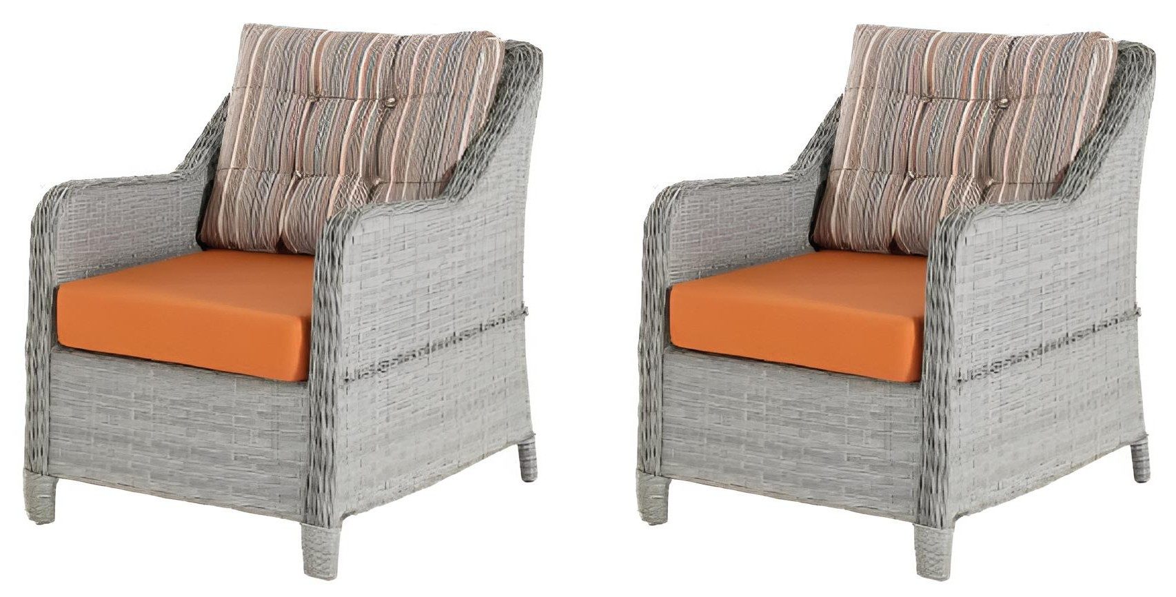 Xlmoebel Gartensessel Moderner Sessel in Orange und Grau mit Metallrahmen (2-St., Gartensessel), Made in Europa