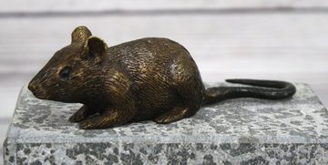 Bronzeskulpturen Skulptur Bronzefigur kleine liegende Maus
