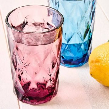 Werner Voß Tasse 4 Stück Longdrink Gläser Wasser Saft Trink Lila Bar 300ml Raute Glas Cocktail