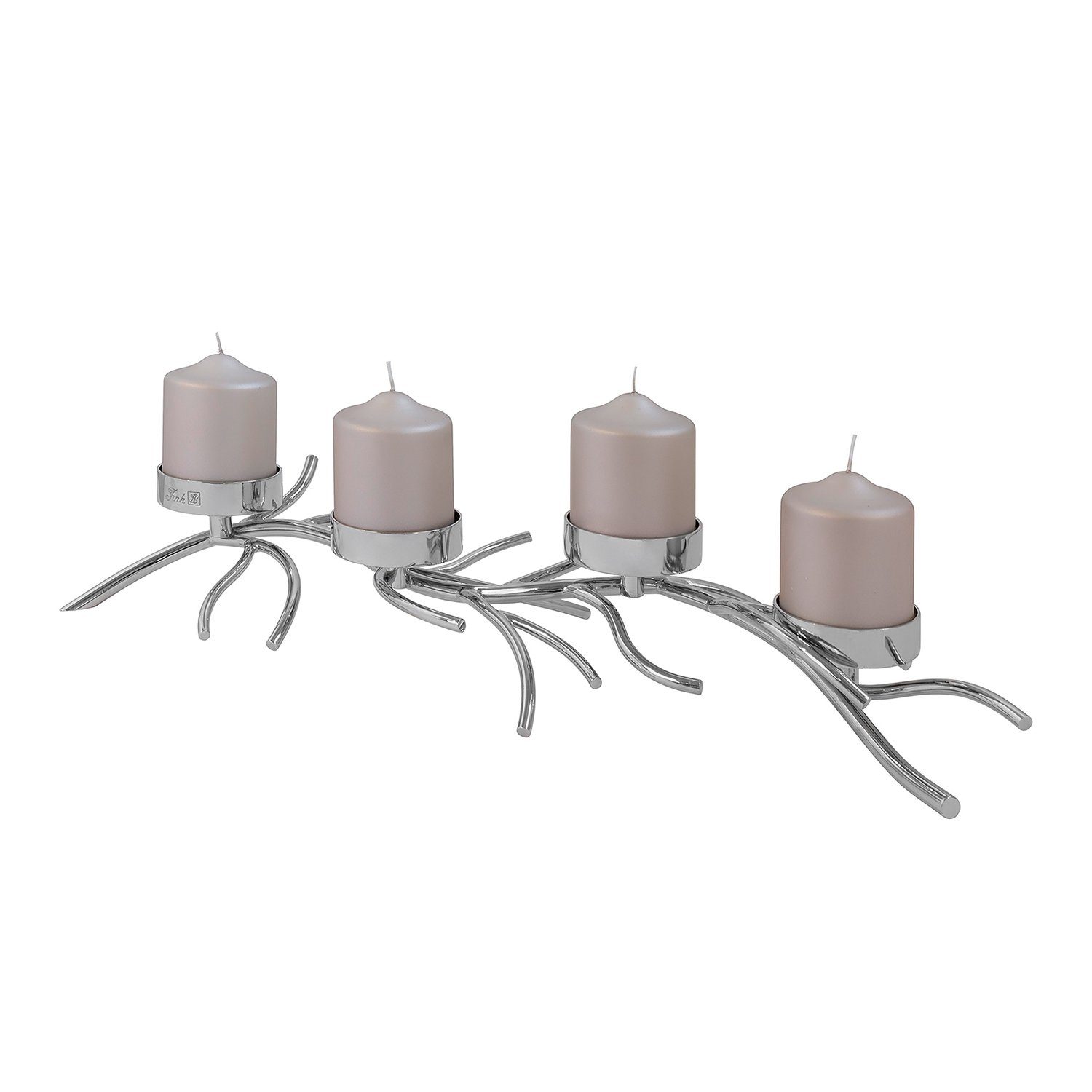 silberfarben - D.8 H.10cm Kerzenleuchter Leuchter T.24cm, - x für outdoorgeeignet vernickelt B.66cm - - RAMUS x nicht cm - Aluminium Fink Stumpenkerzen