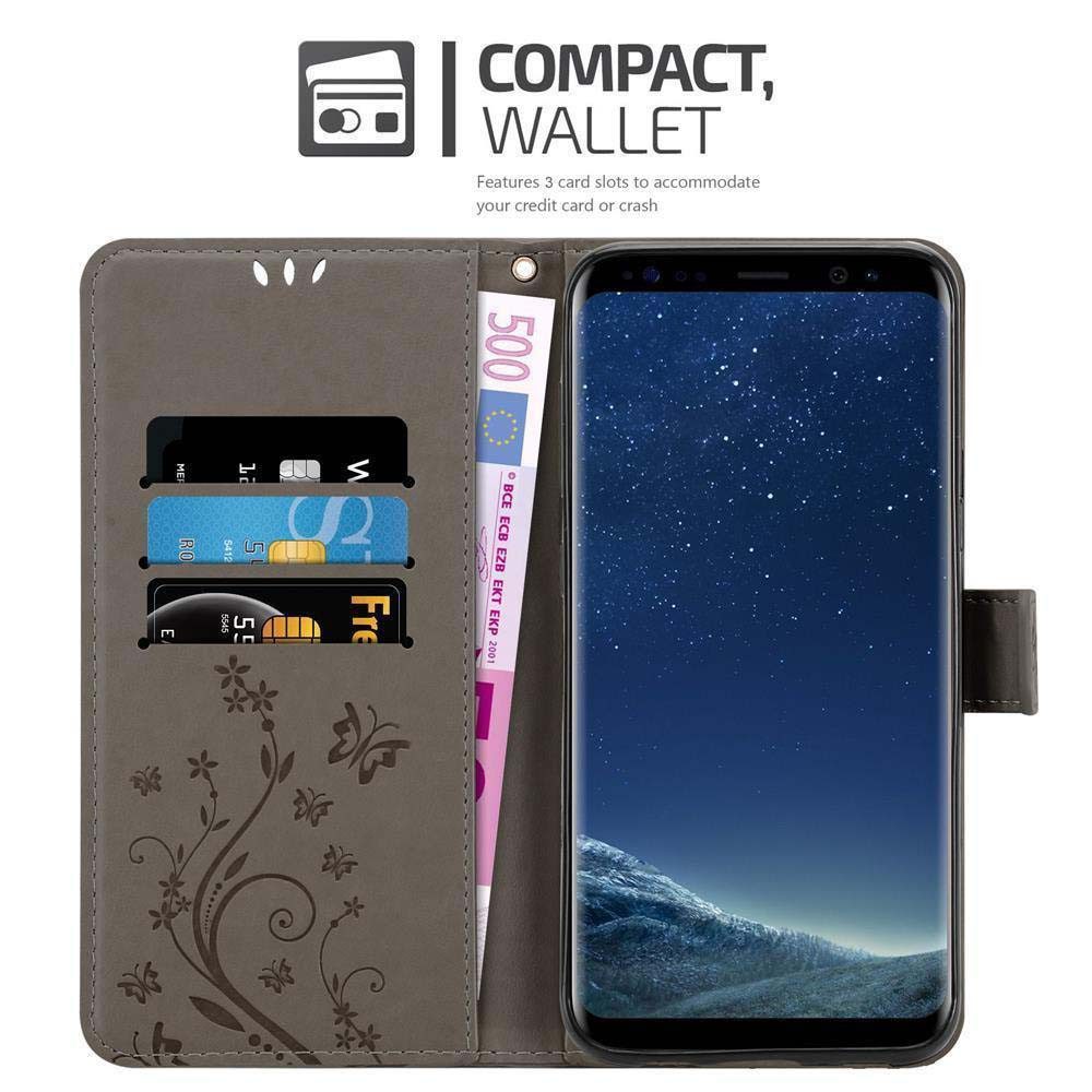 Cadorabo Handyhülle für Samsung Galaxy S8 PLUS Hülle Samsung Galaxy S8 PLUS, Hülle Schutzhülle Blumen Flower mit Standfunktion Kartenfach Magnet