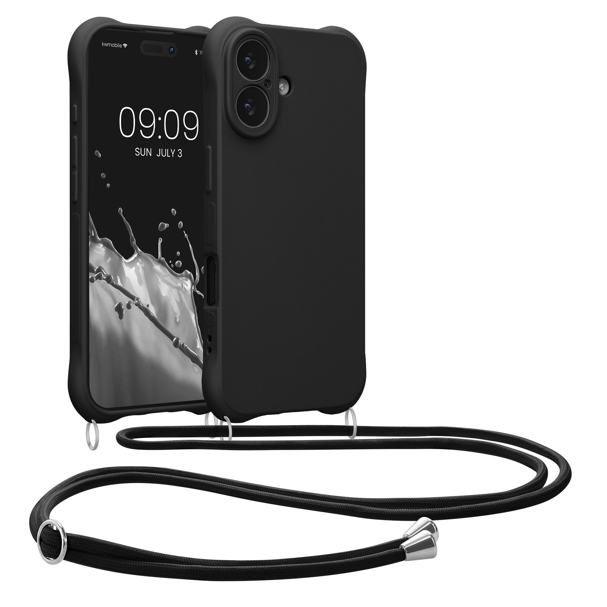 kwmobile Smartphone-Hülle Hülle für Apple iPhone 17, mit Metall Kette zum Umhängen - Silikon Handy Cover Case Schutzhülle