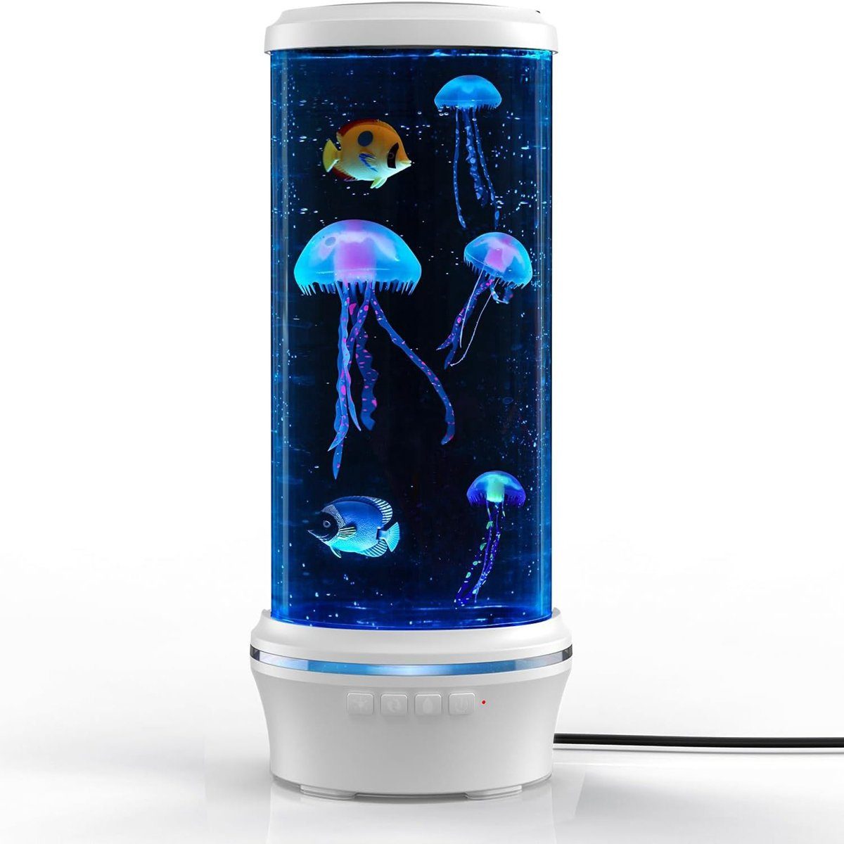 Jellyfish Weiss Timer-Funktion Lamp,Realistischer DOPWii Aquarium-Effekt,Leise,mit Nachtlicht