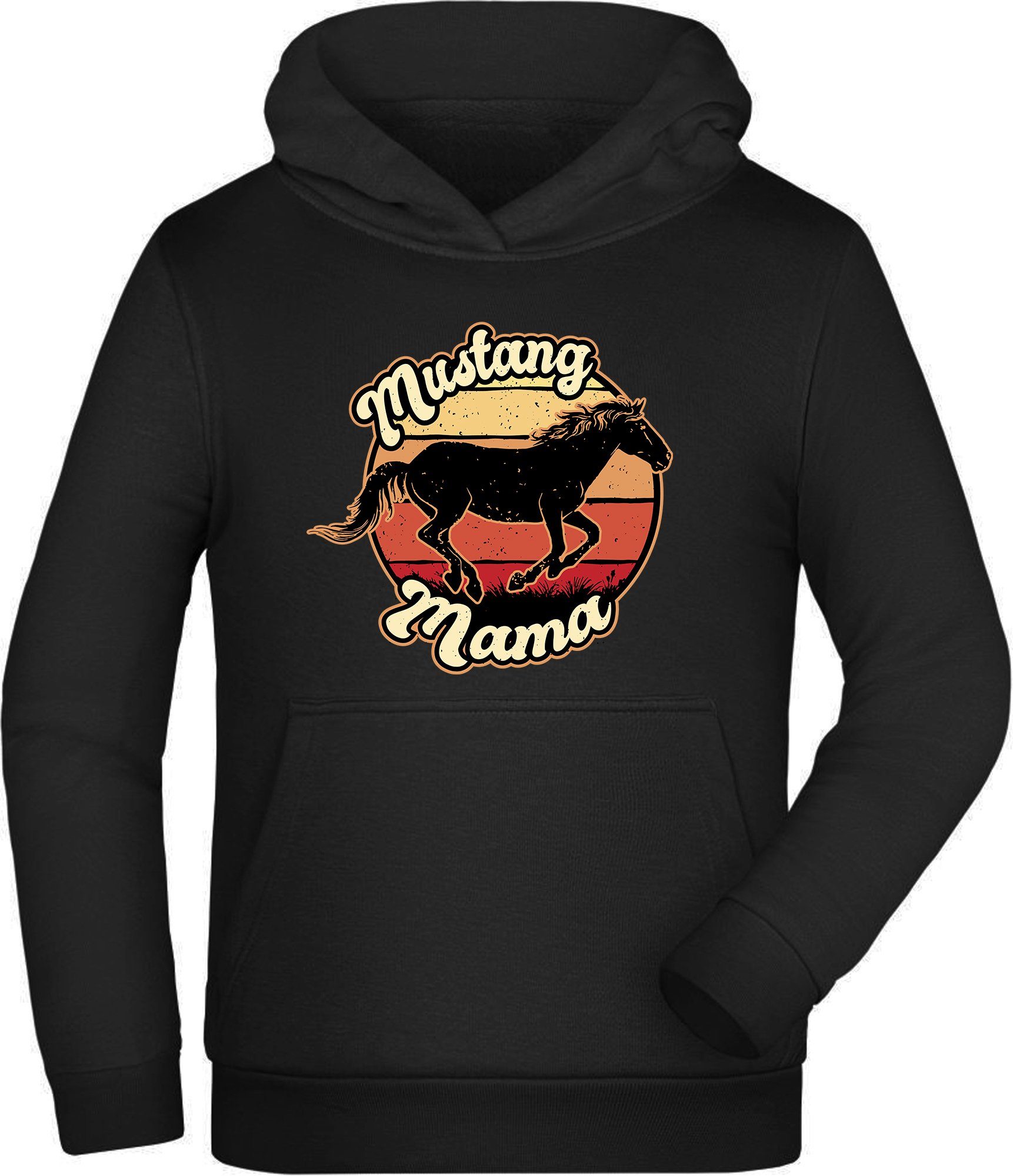 MyDesign24 Hoodie Mustang Hoodie Mama Kapuzen Sweatshirt Kinder Kapuzensweater Aufdruck, Pferde i164 mit