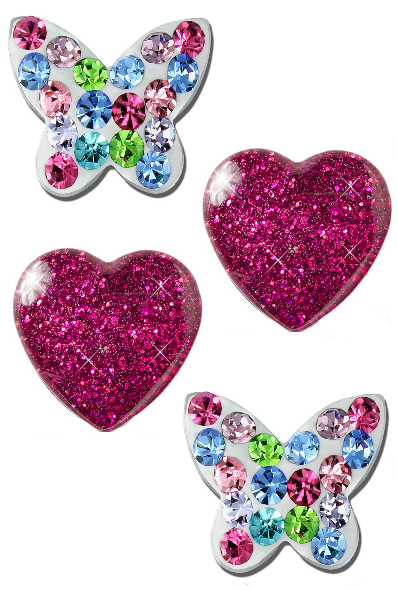 Limana Ohrring-Set Kinder Mädchen Ohrringe 925 Silber Schmetterling Edelstahl Herz, Kinderohrringe Kinderschmuck Schmuck für Mädchen