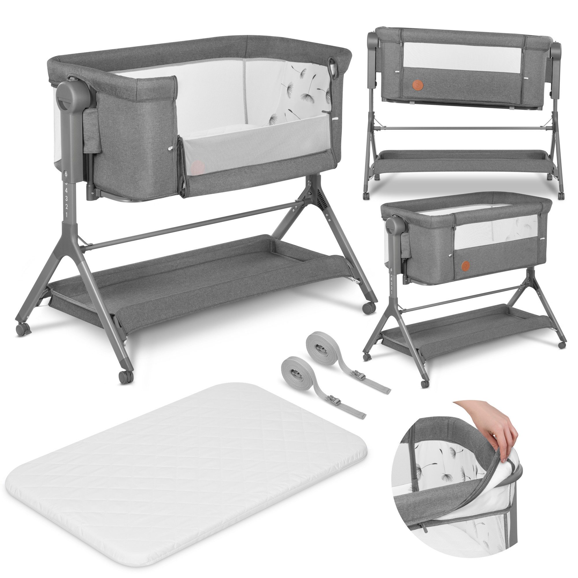 lionelo Reisebett LEONIE PLUS (Set, Set) SUPER Babytragetasche, Wiege, freistehendes Babybett