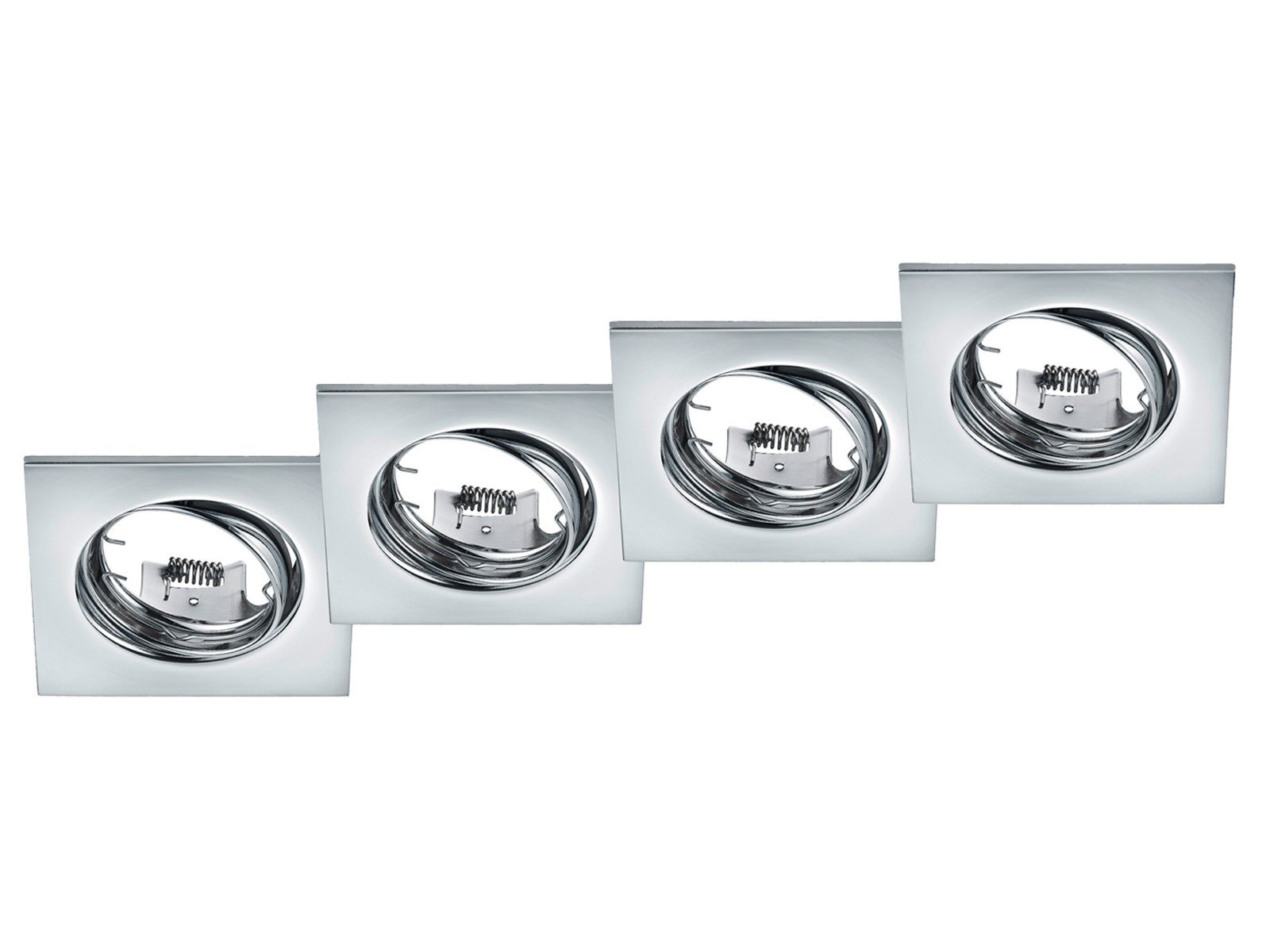 TRIO Leuchten Einbauleuchte, ohne Leuchtmittel, 4er Set Deckeneinbauleuchten, Einbau Decken-spot eckig, Silber B: 8cm